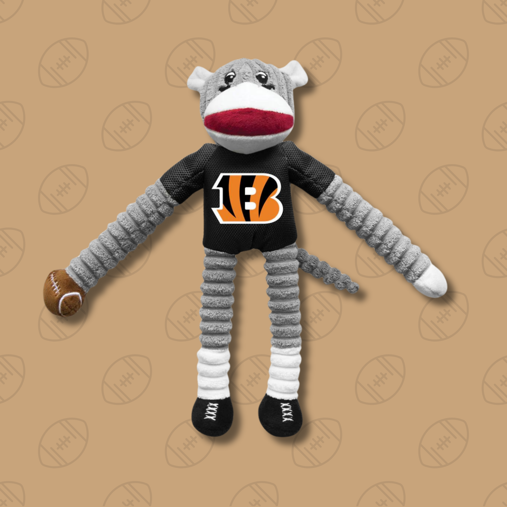 Little Earth Cincinnati Bengals Sock Monkey Dog Toy