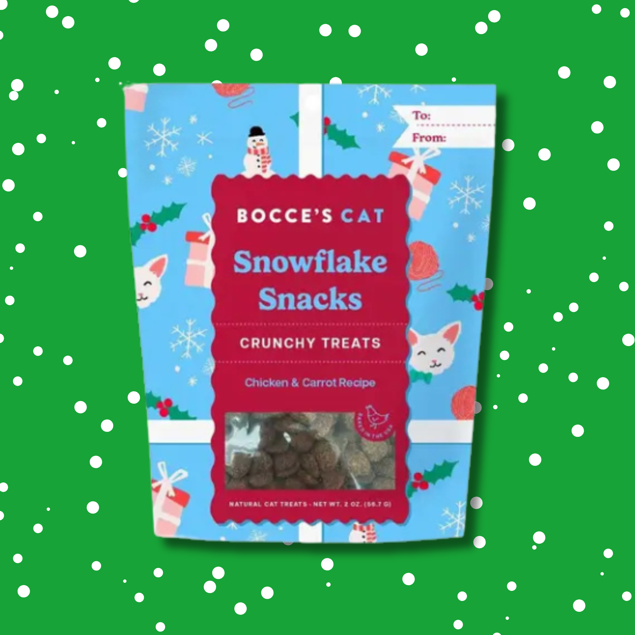 Bocce's Bakery Holiday Snowflake Snacks Crunchy Cat Treats