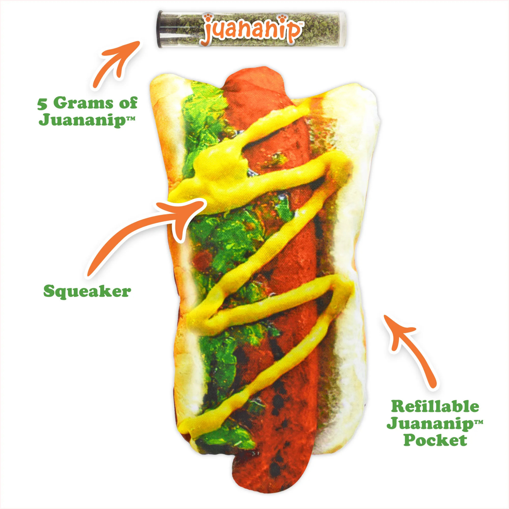 Doggijuana Get the Munchies Hot Dog Refillable Dog Toy