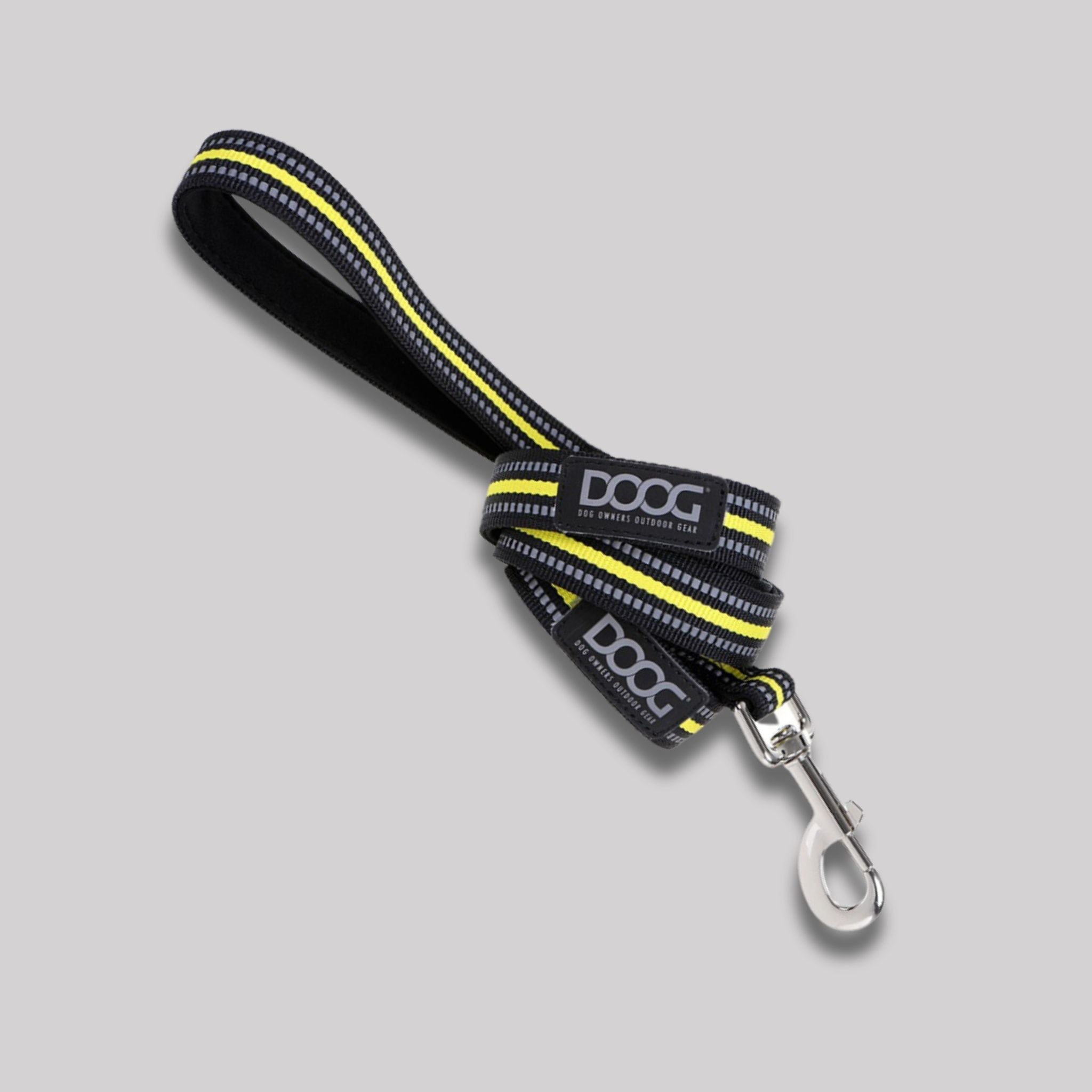 DOOG Neoprene Reflective Neon Black & Yellow Bolt Dog Leash
