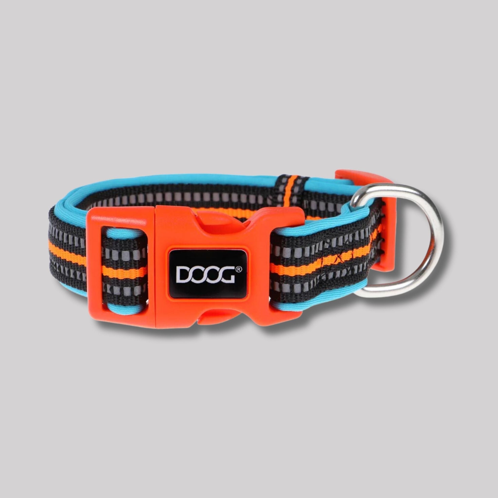DOOG Neoprene Reflective Neon Blue & Orange Beethoven Dog Collar