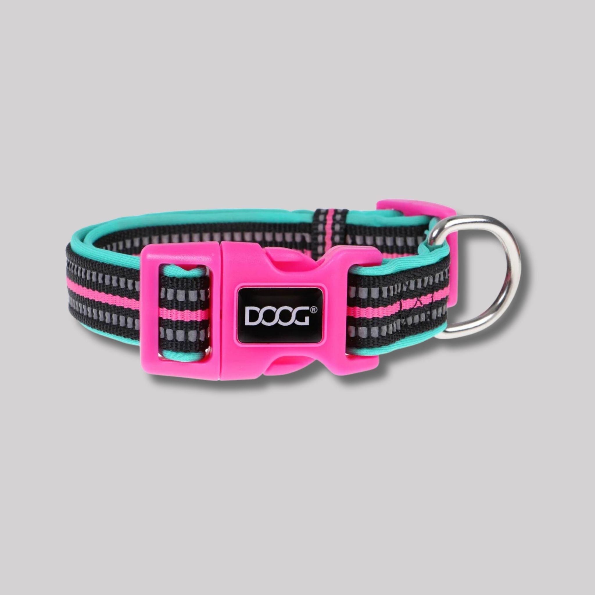 DOOG Neoprene Reflective Neon Green & Pink Rin Tin Tin Dog Collar