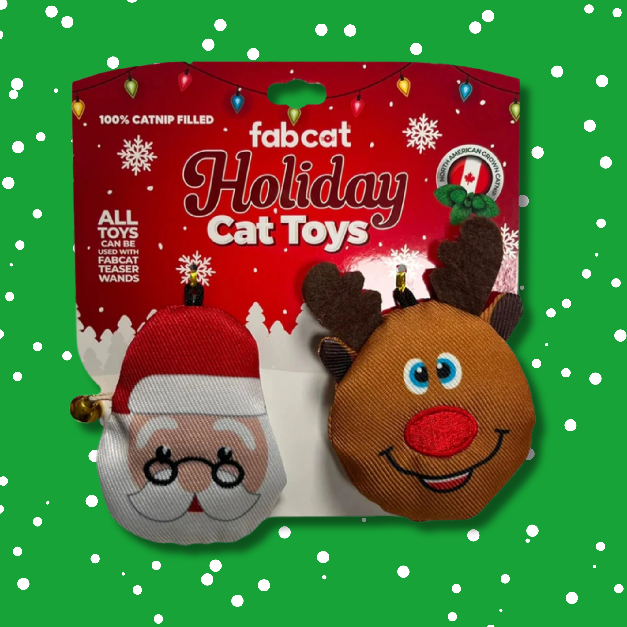Fabdog Holiday Santa & Reindeer 2 pack Cat Toy