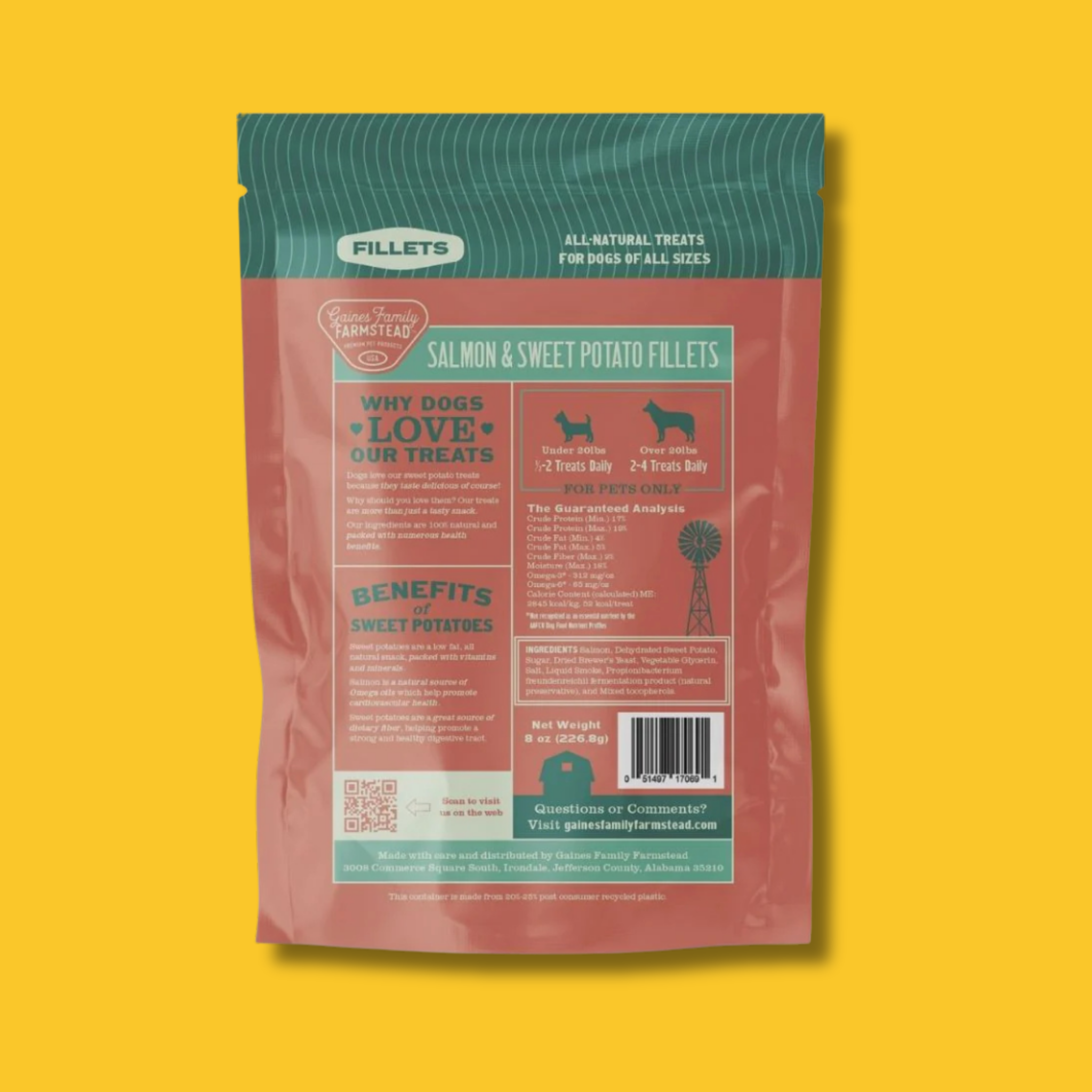 Gaines Family Farmstead Salmon & Sweet Potato Filets Dog Treats
