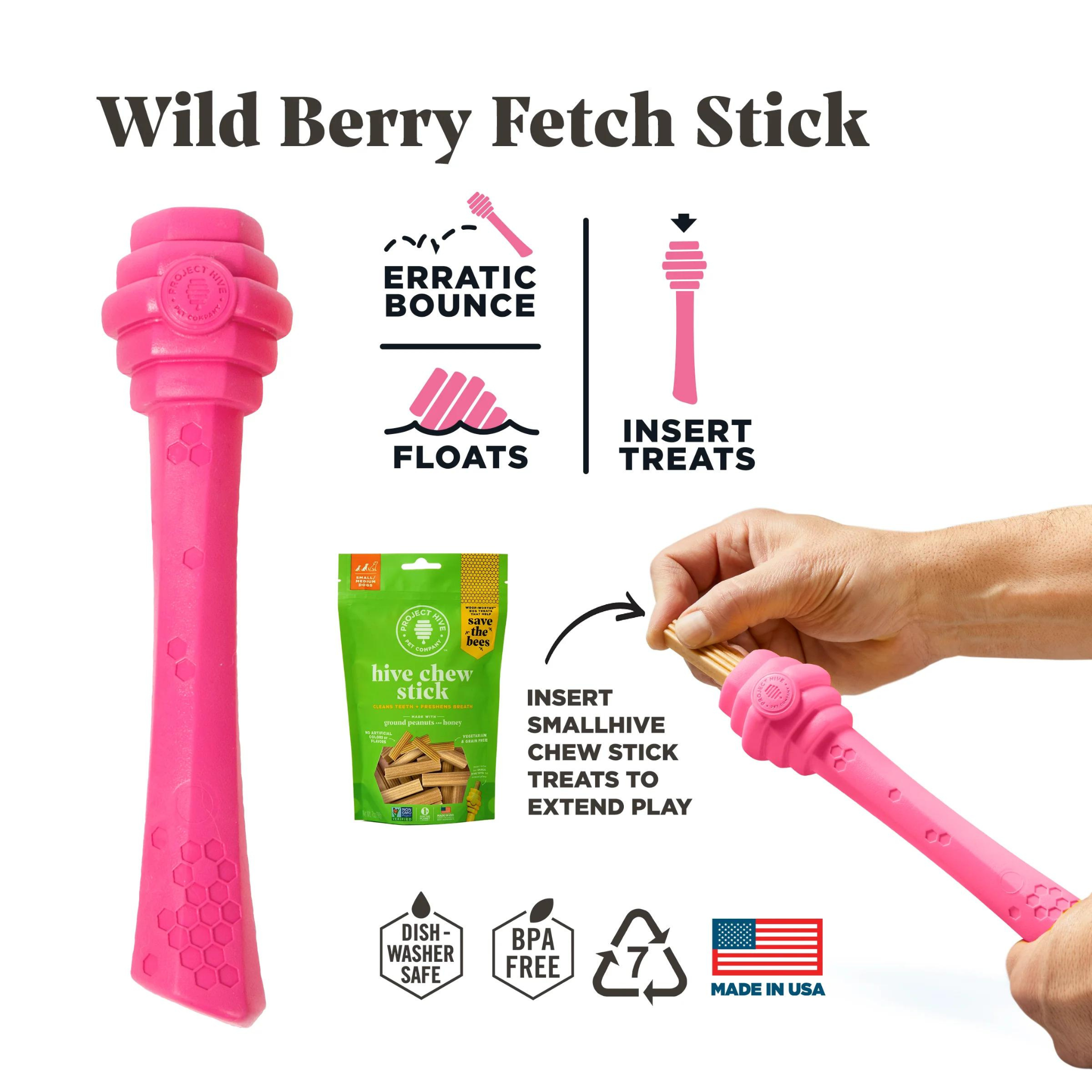 Project Hive Wild Berry Scented Fetch Stick Dog Toy