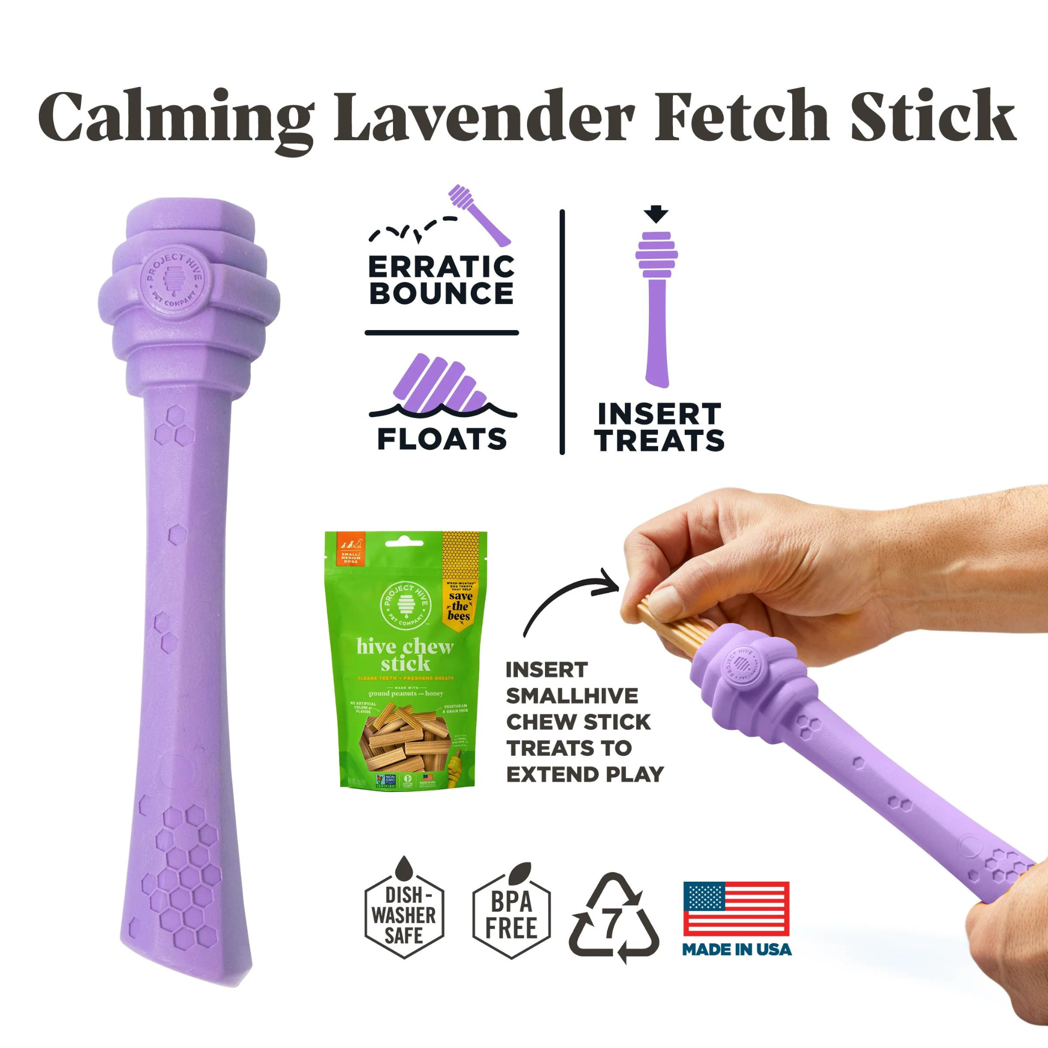 Project Hive Lavender Scented Fetch Stick Dog Toy