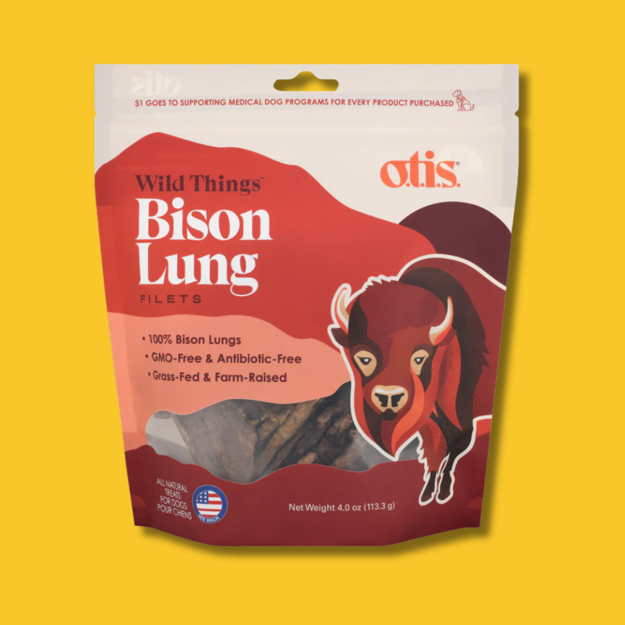 Otis Wild Things Bison Lung Filet Dog Treats
