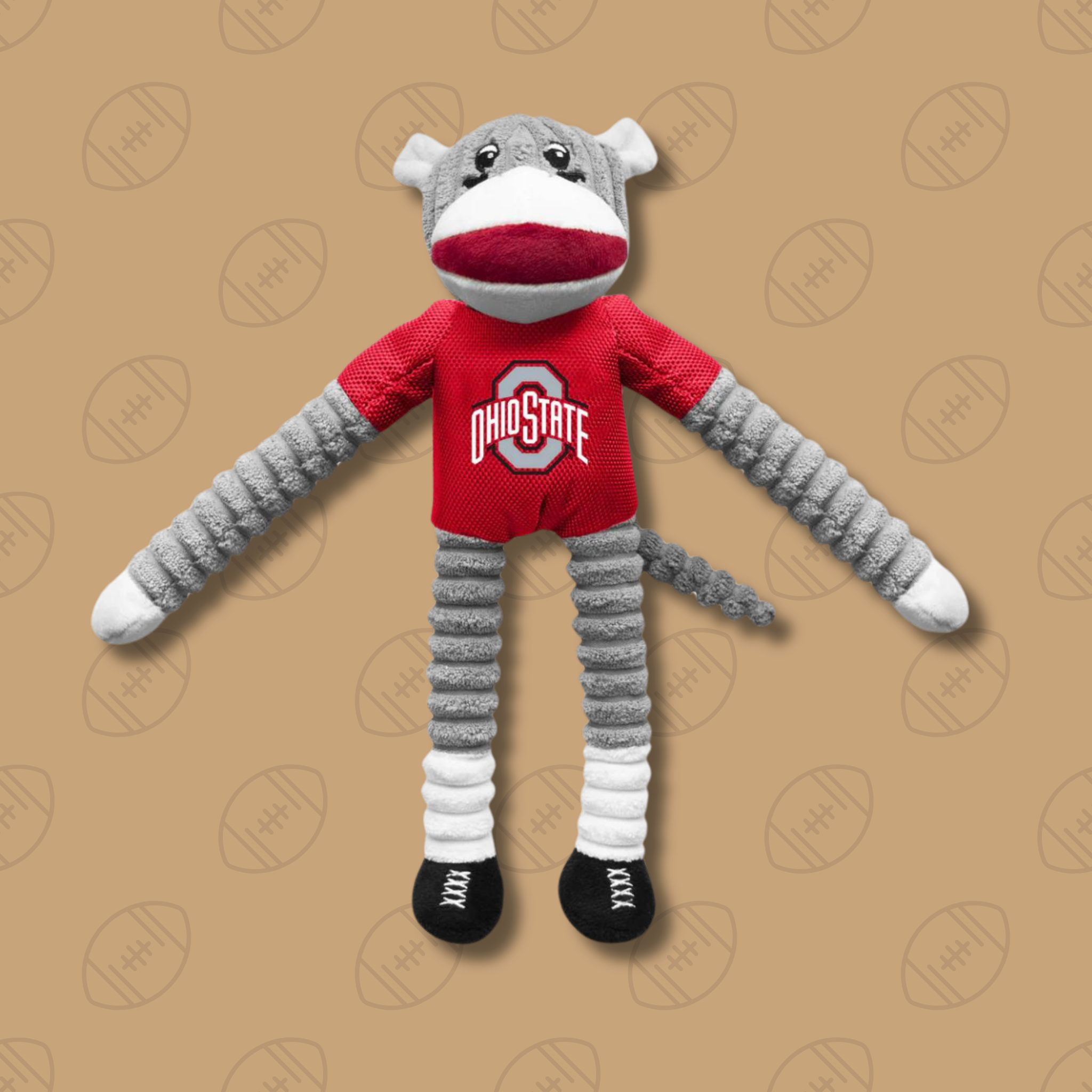 Little Earth Ohio State Sock Monkey Dog Toy