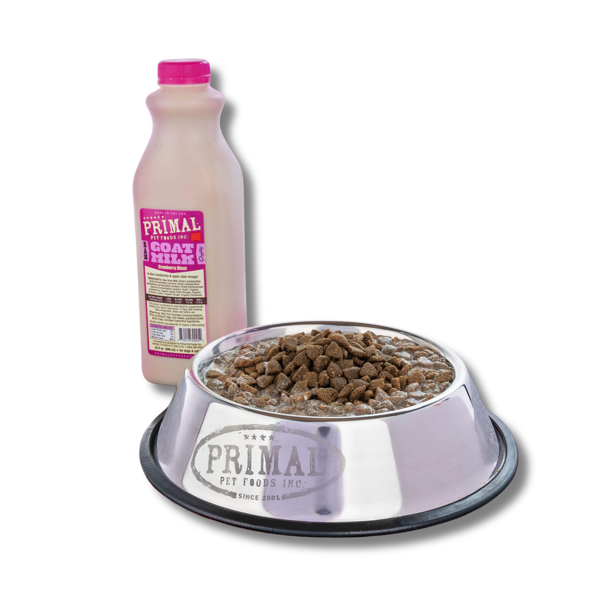 Primal Raw Frozen Cranberry Goat's Milk for Dogs & Cats 32oz