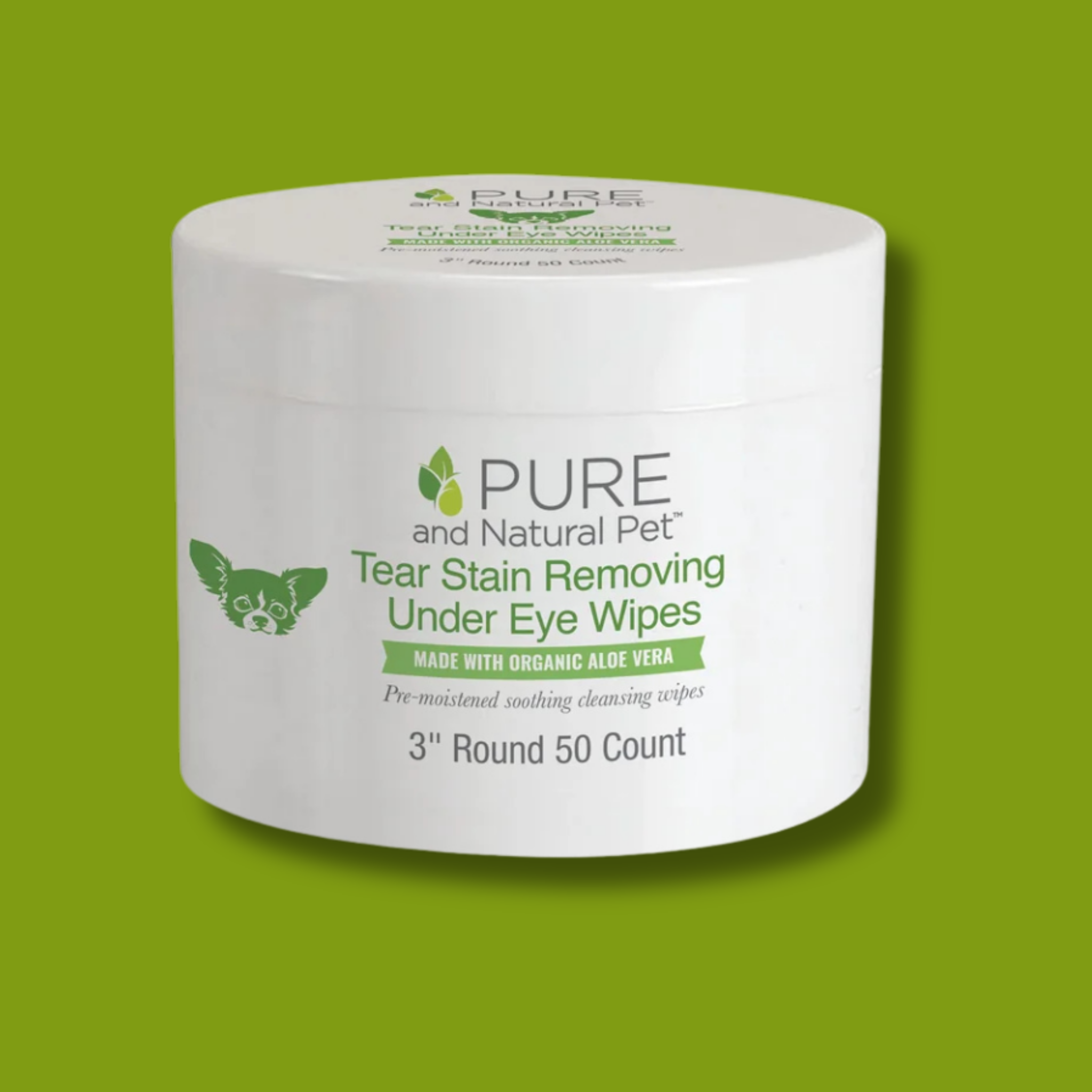 Pure & Natural Pet Organics Tear Stain Removing Under Eye Wipes for Pets
