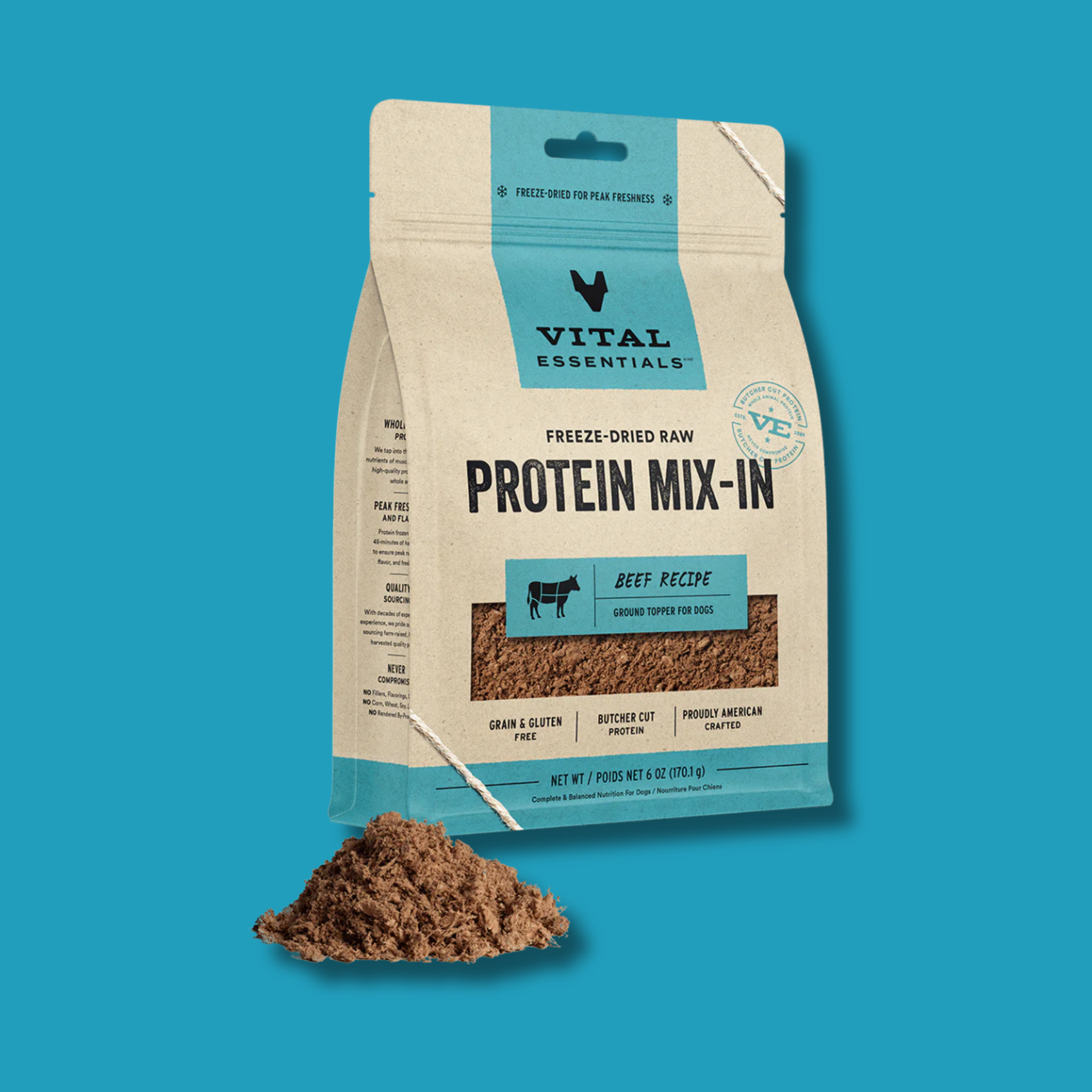 Vital Essentials Freeze Dried  Raw Beef Mix In Food Topper