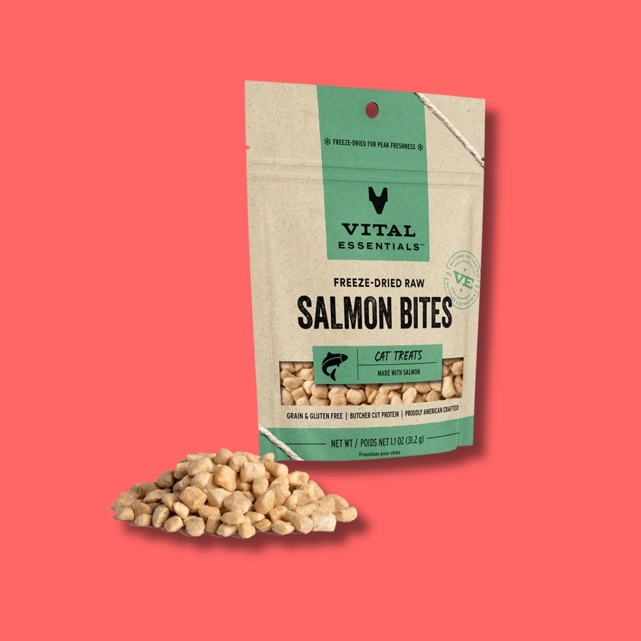 Vital Essentials Freeze Dried Raw Salmon Bites Cat Treats