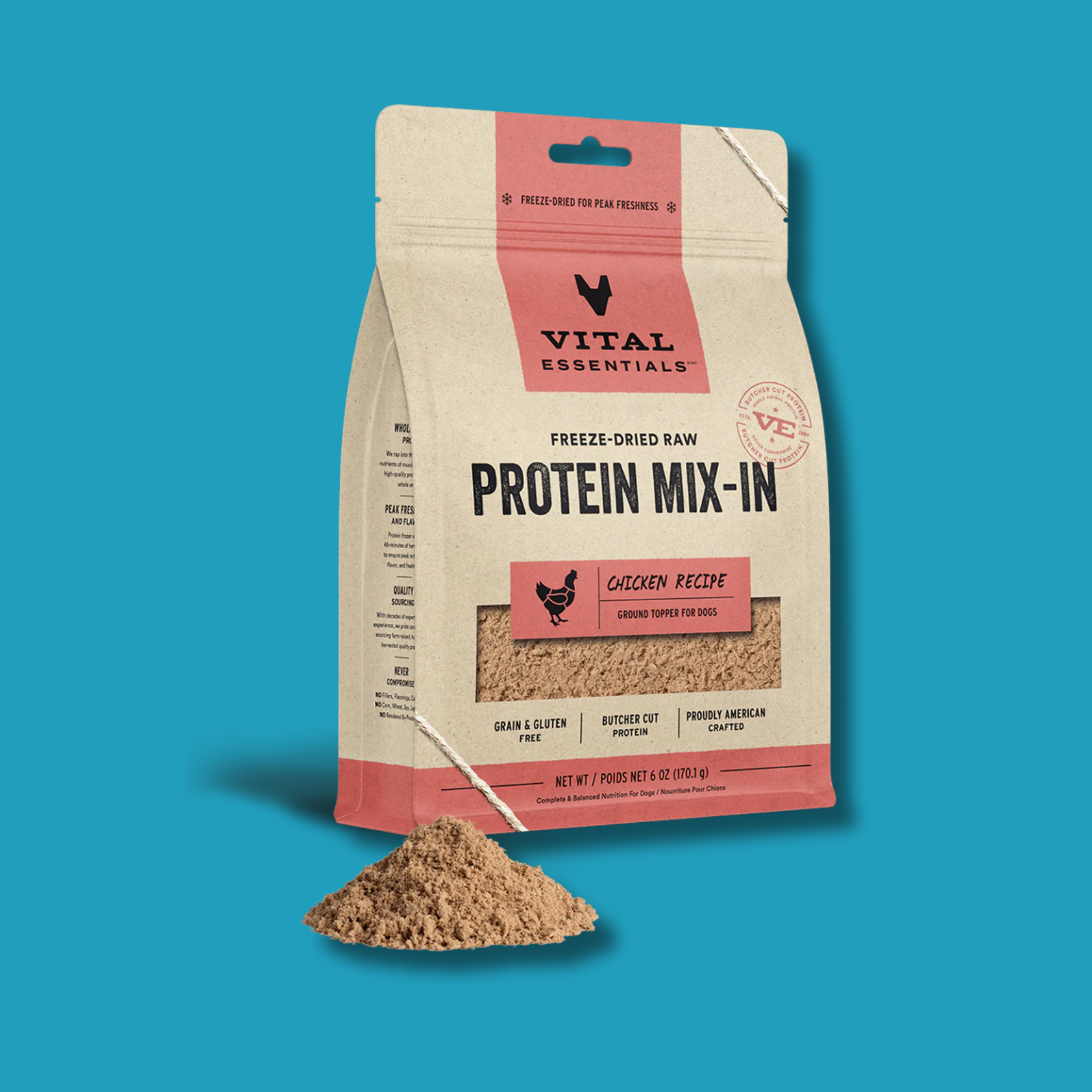 Vital Essentials Freeze Dried  Raw Chicken Mix In Food Topper