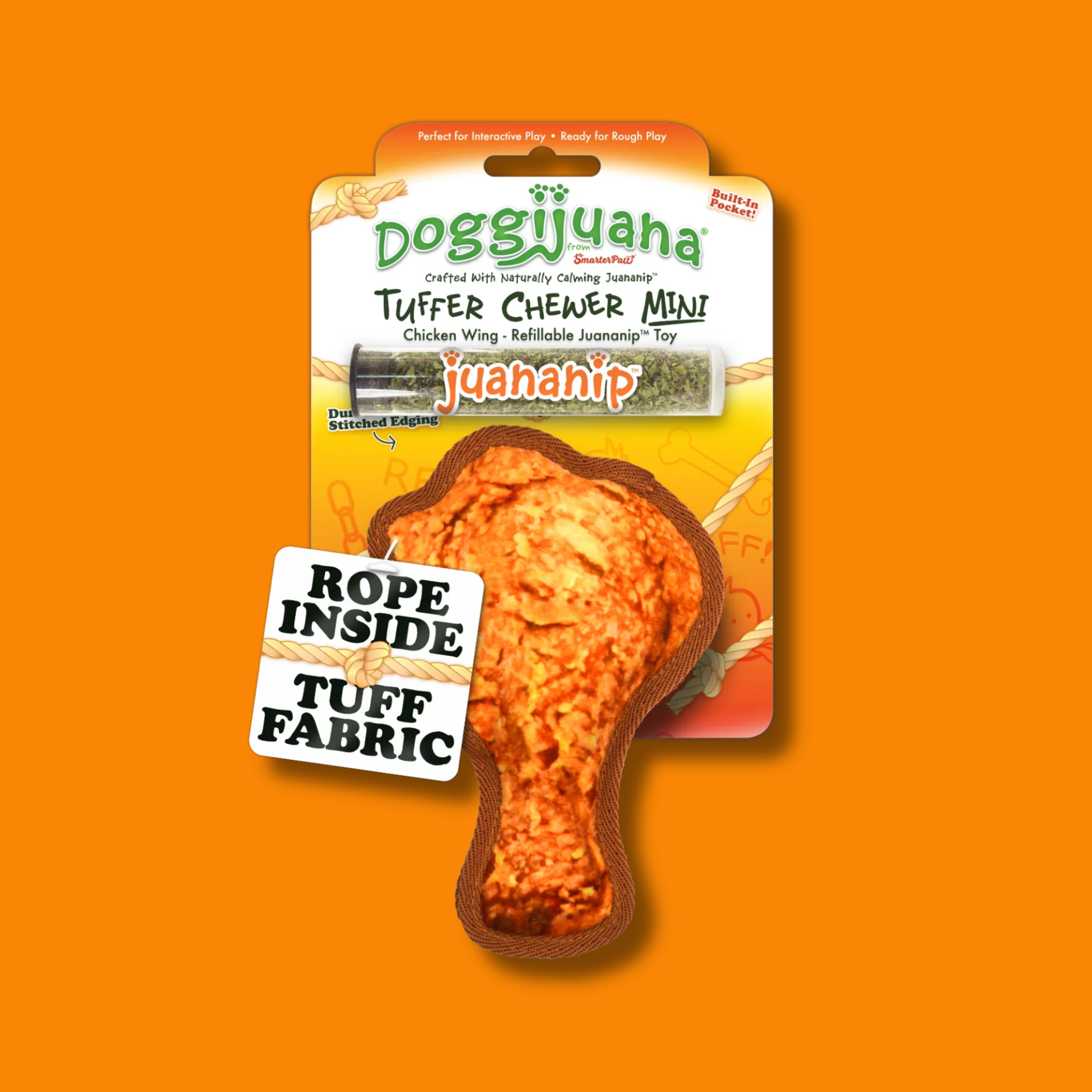 Doggijuana Tuffer Chewer Mini Chicken Wing Refillable Dog Toy