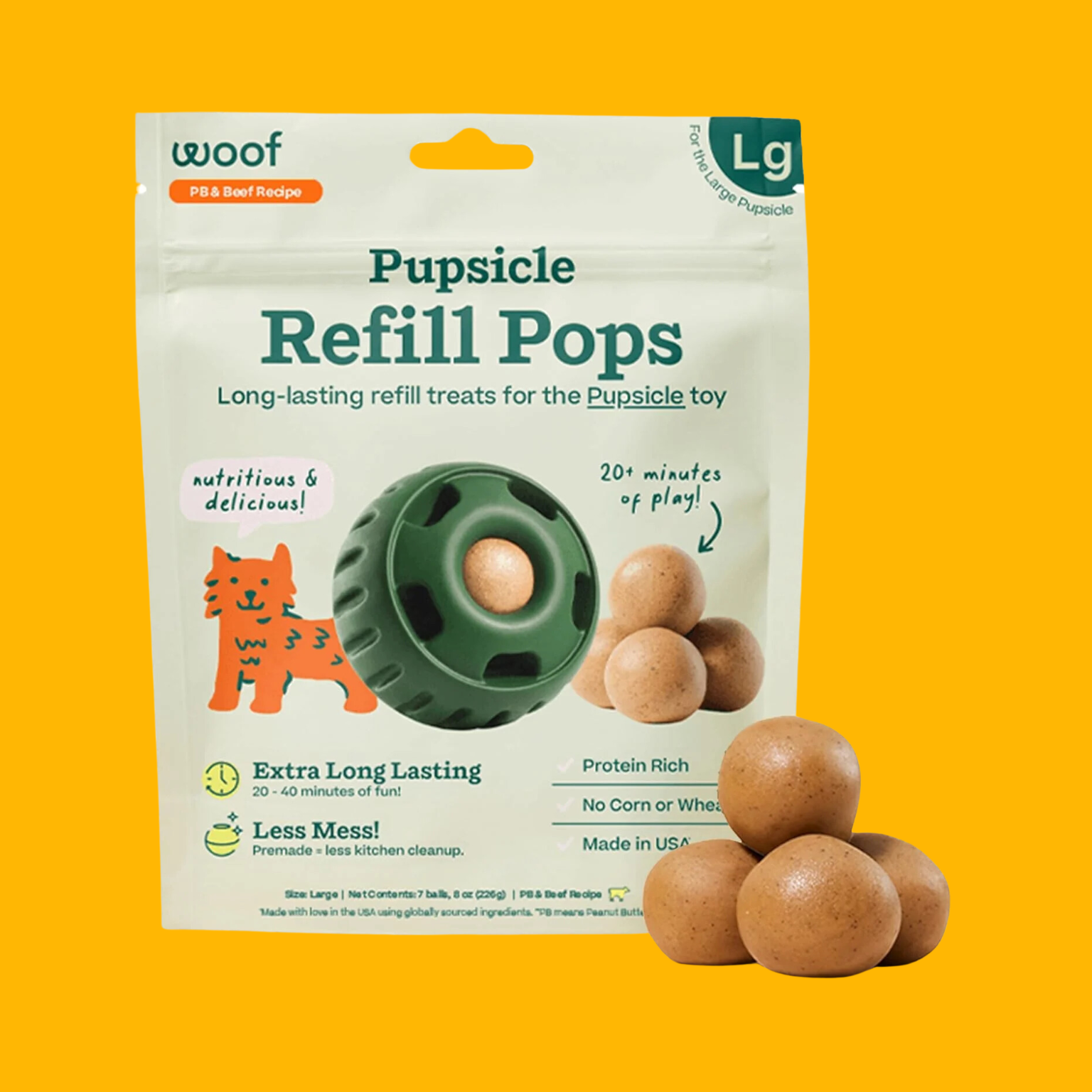 Woof Pupsicle Peanut Butter & Beef Refill Pops Dog Treat