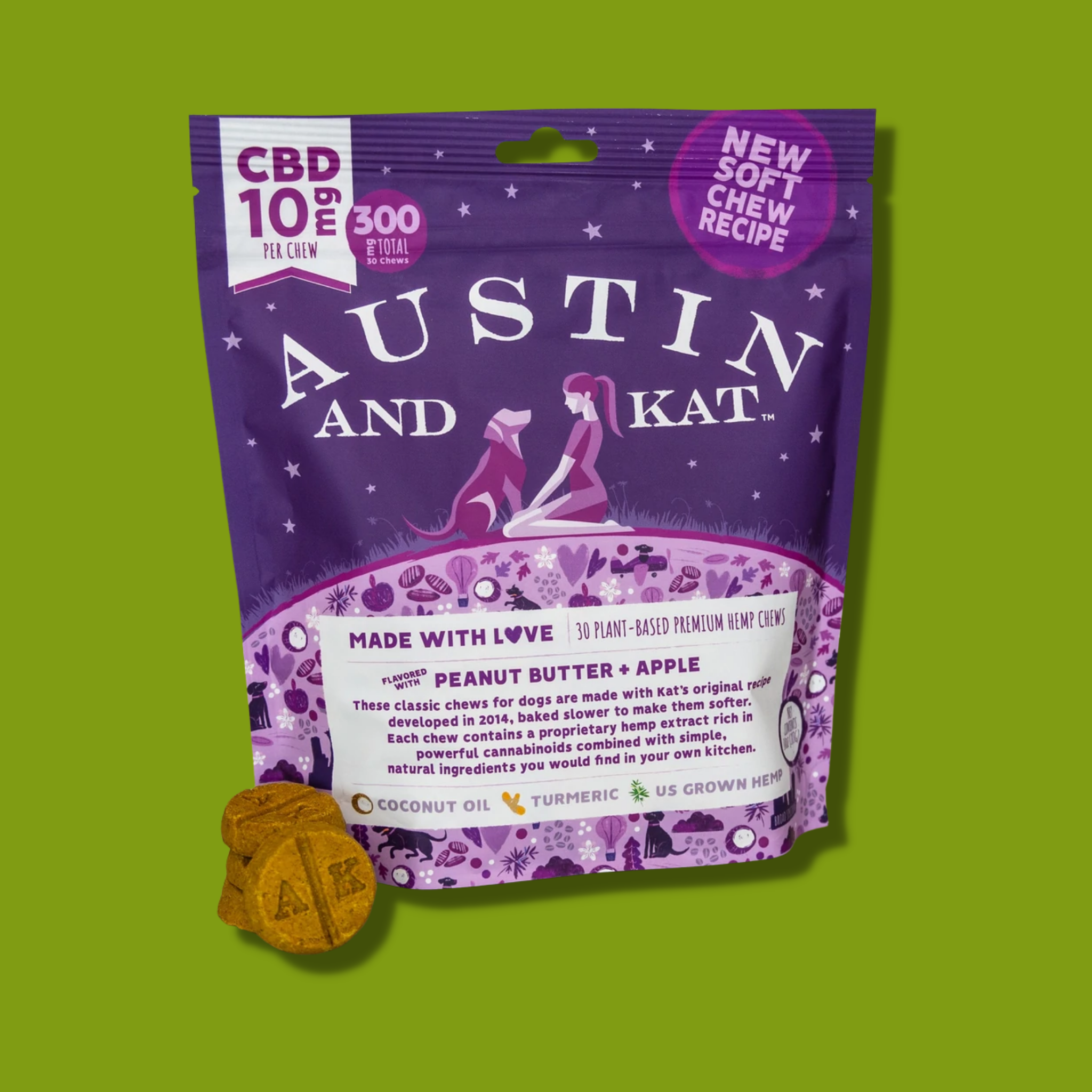 Austin & Kat Premium Peanut Butter & Apple CBD Chew 10mg 10 oz