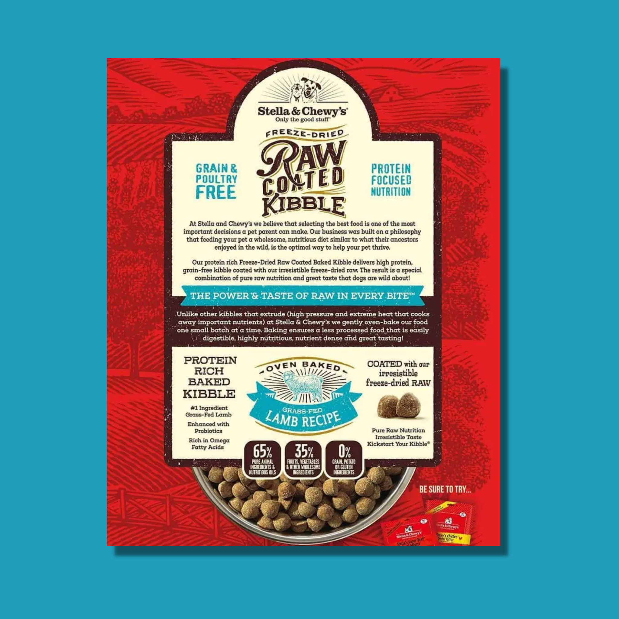 Stella & Chewy's Raw Coated Grass Fed Lamb Baked Kibble Dog Food