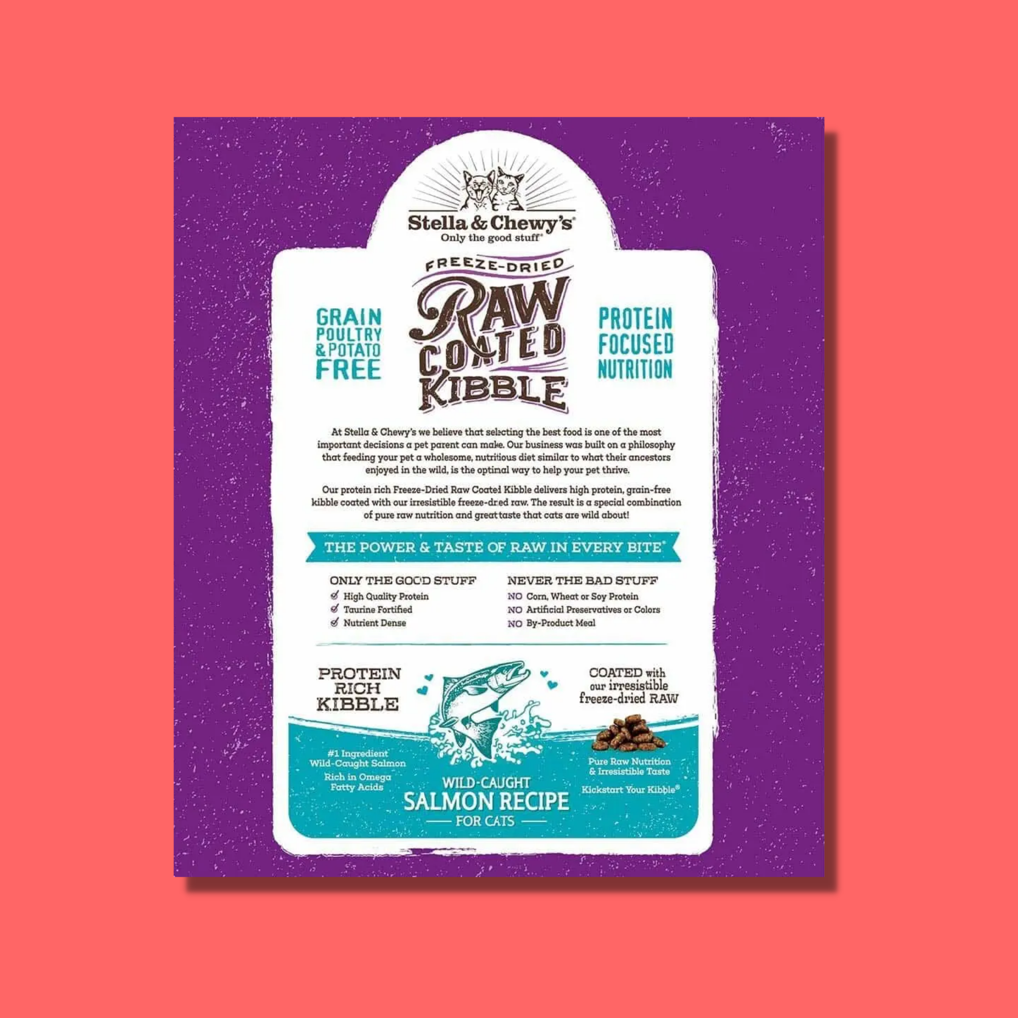 Stella & Chewy's Raw Coated Kibble Salmon Dry Cat Food