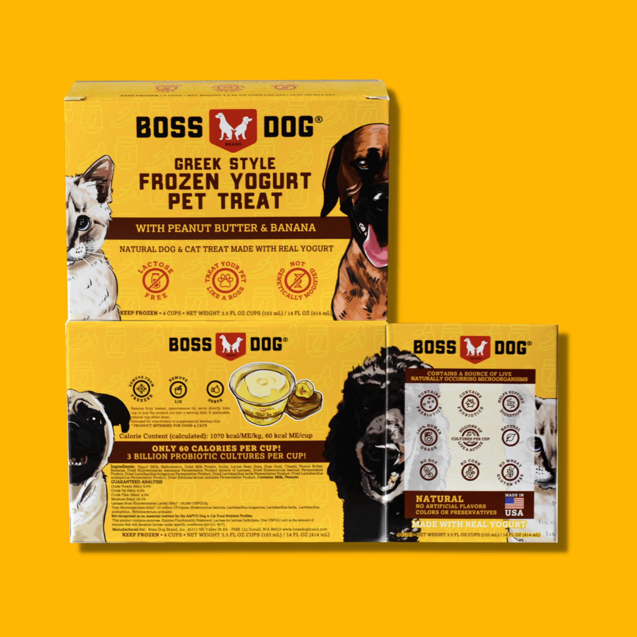 Boss Dog Peanut Butter & Banana Frozen Yogurt Pet Treat 4 Pk