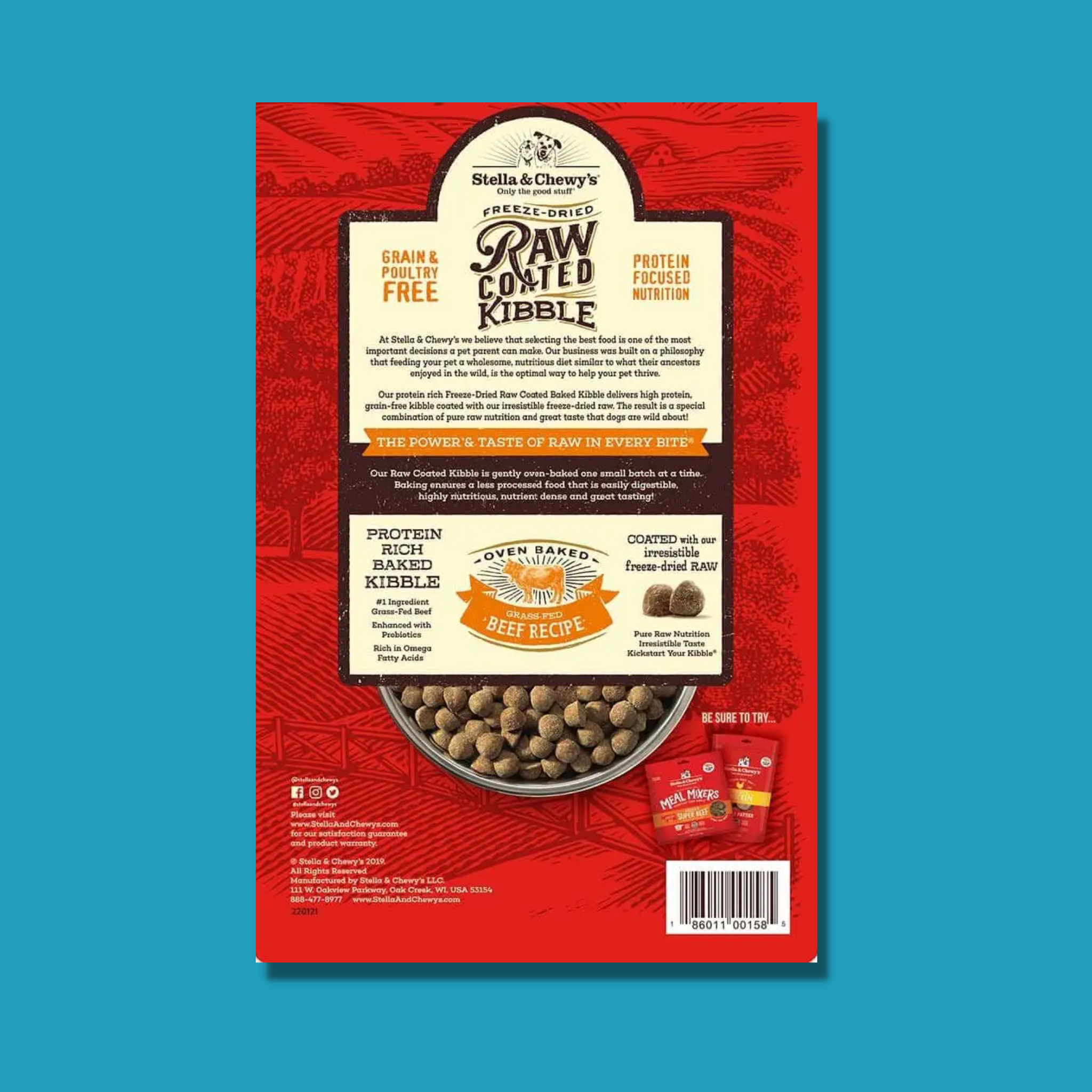 Stella & Chewy's Raw Coated Grass Fed Beef Baked Kibble Dog Food