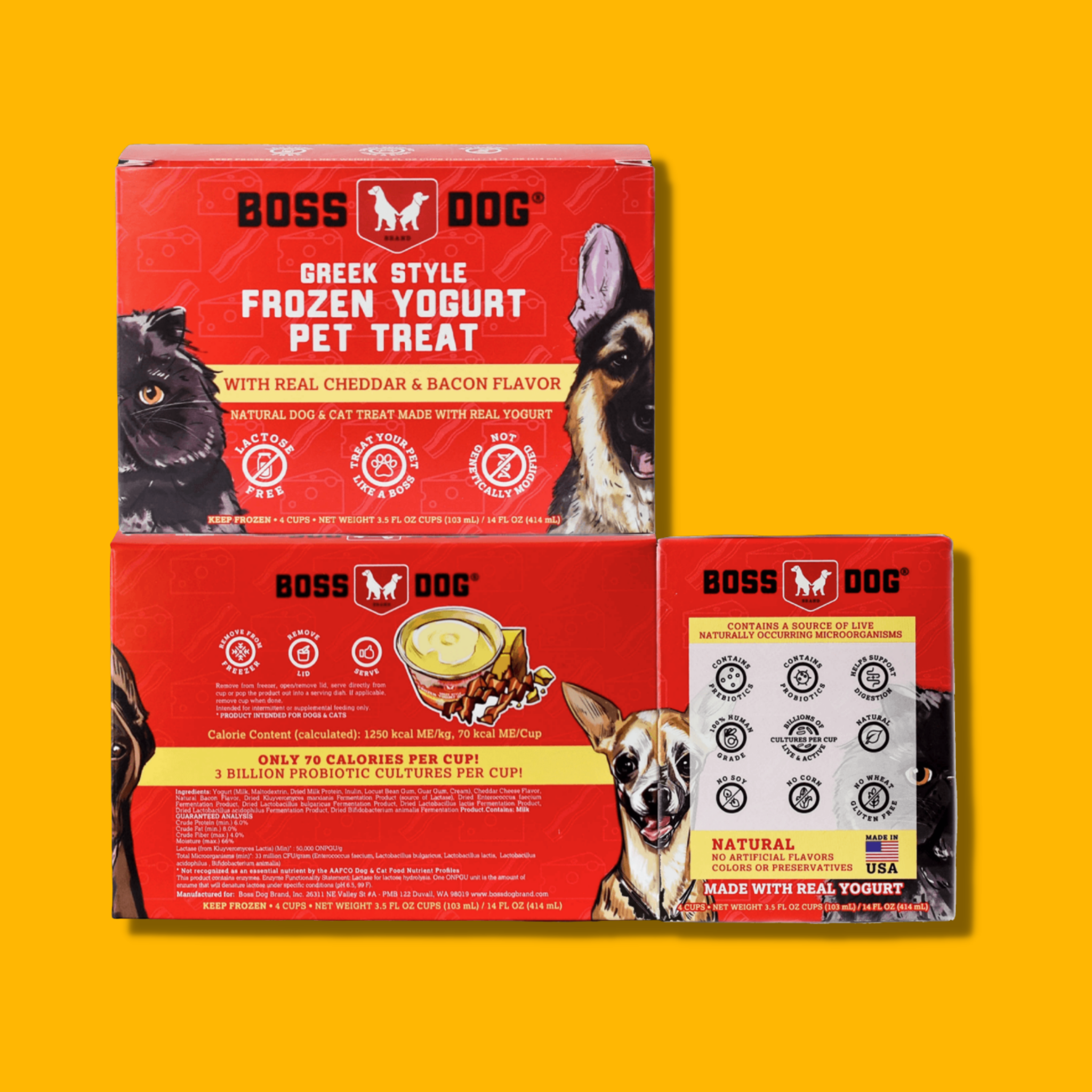 Boss Dog Cheddar & Bacon Frozen Yogurt Pet Treat 4 Pk