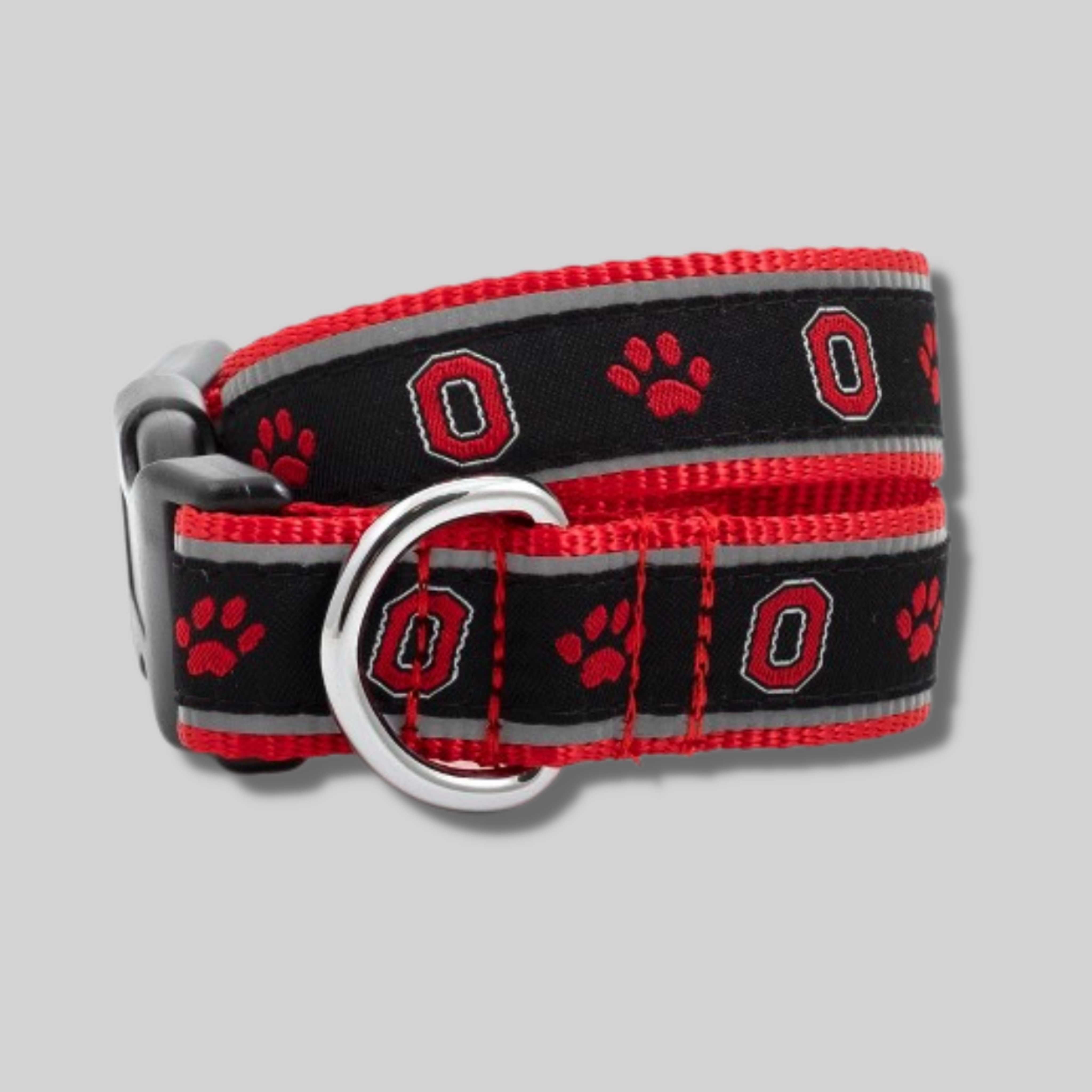 The License House Ohio State Block O Paw Print Black Collar