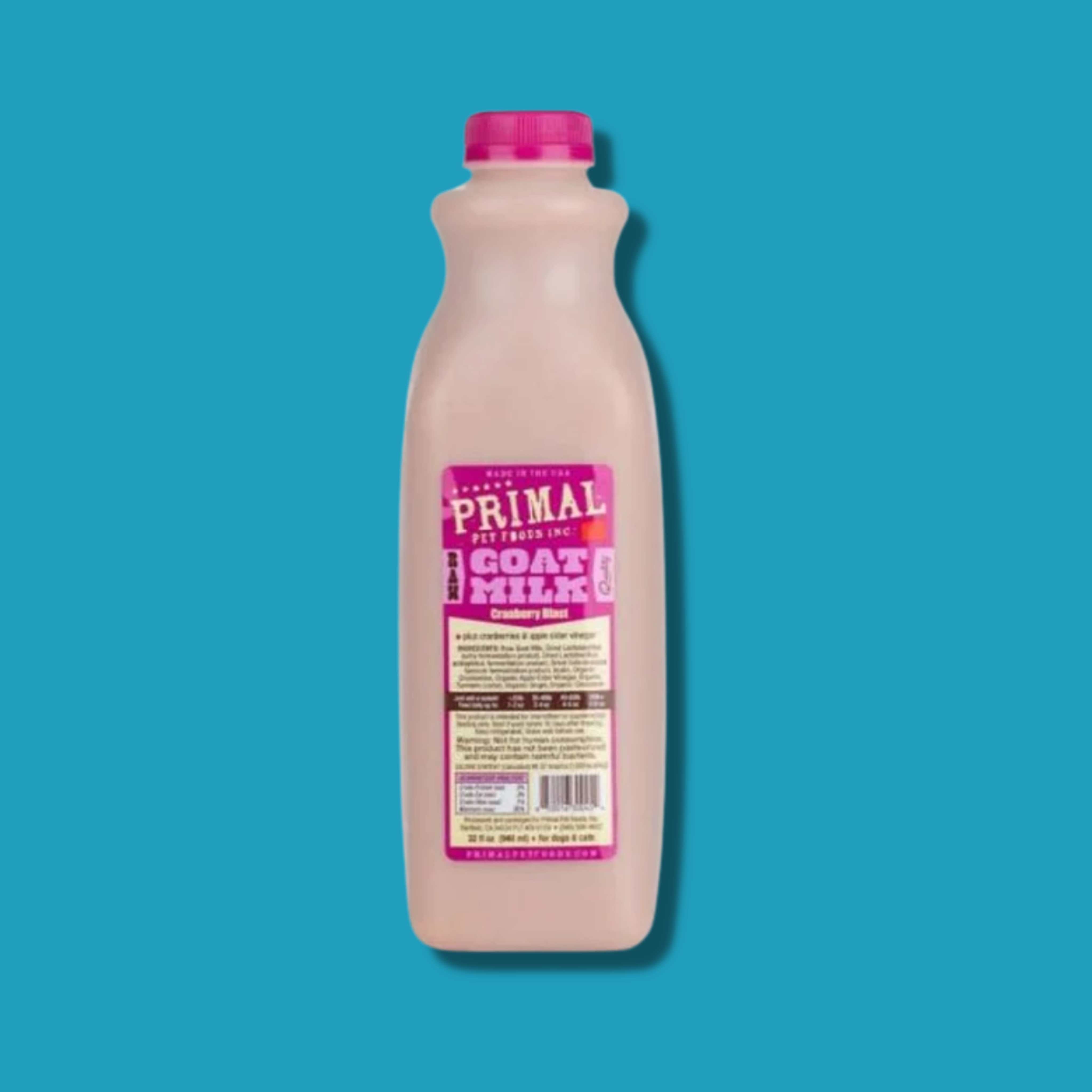 Primal Raw Frozen Cranberry Goat's Milk for Dogs & Cats 32oz