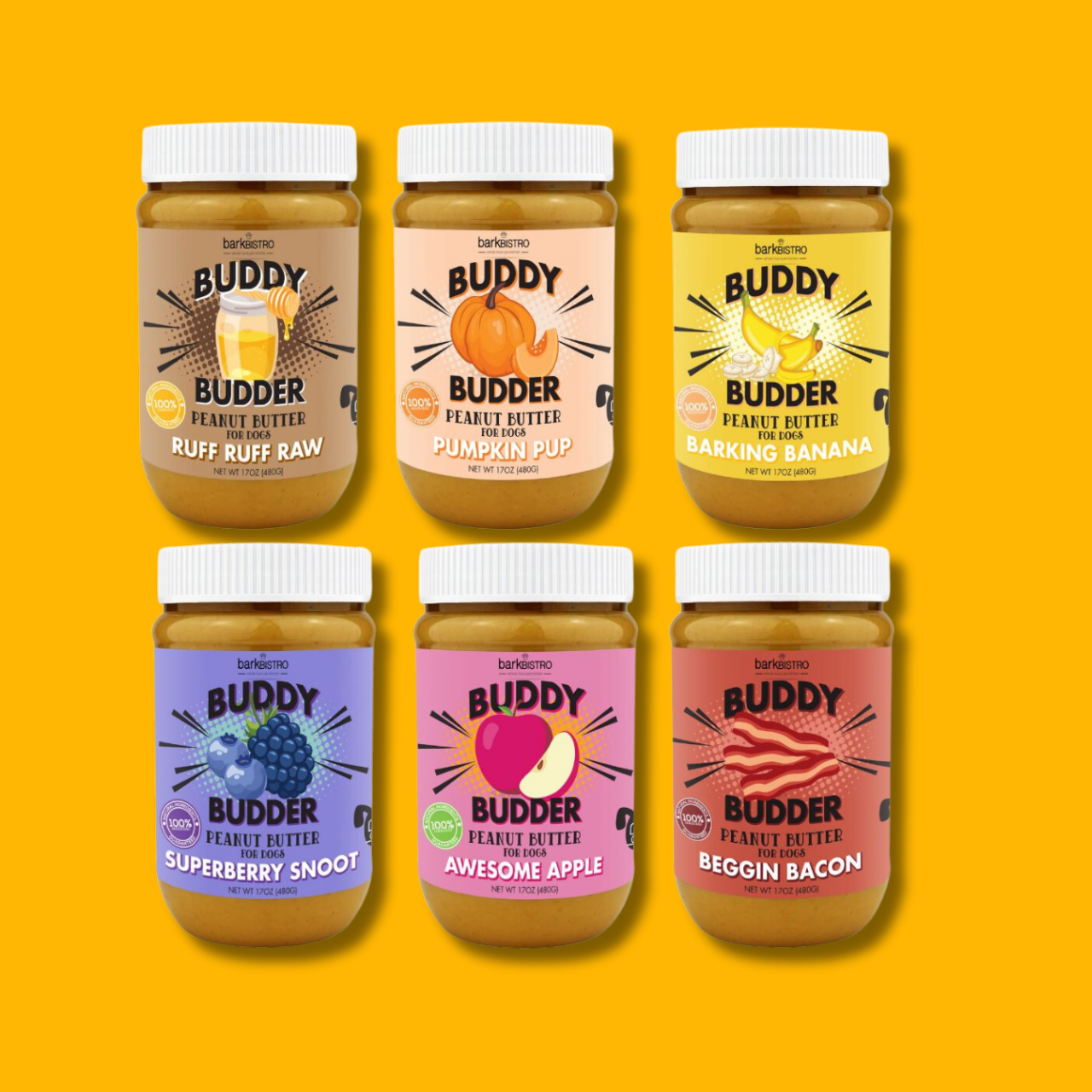 Bark Bistro Buddy Budder Flavored Peanut Butter Treat Jar
