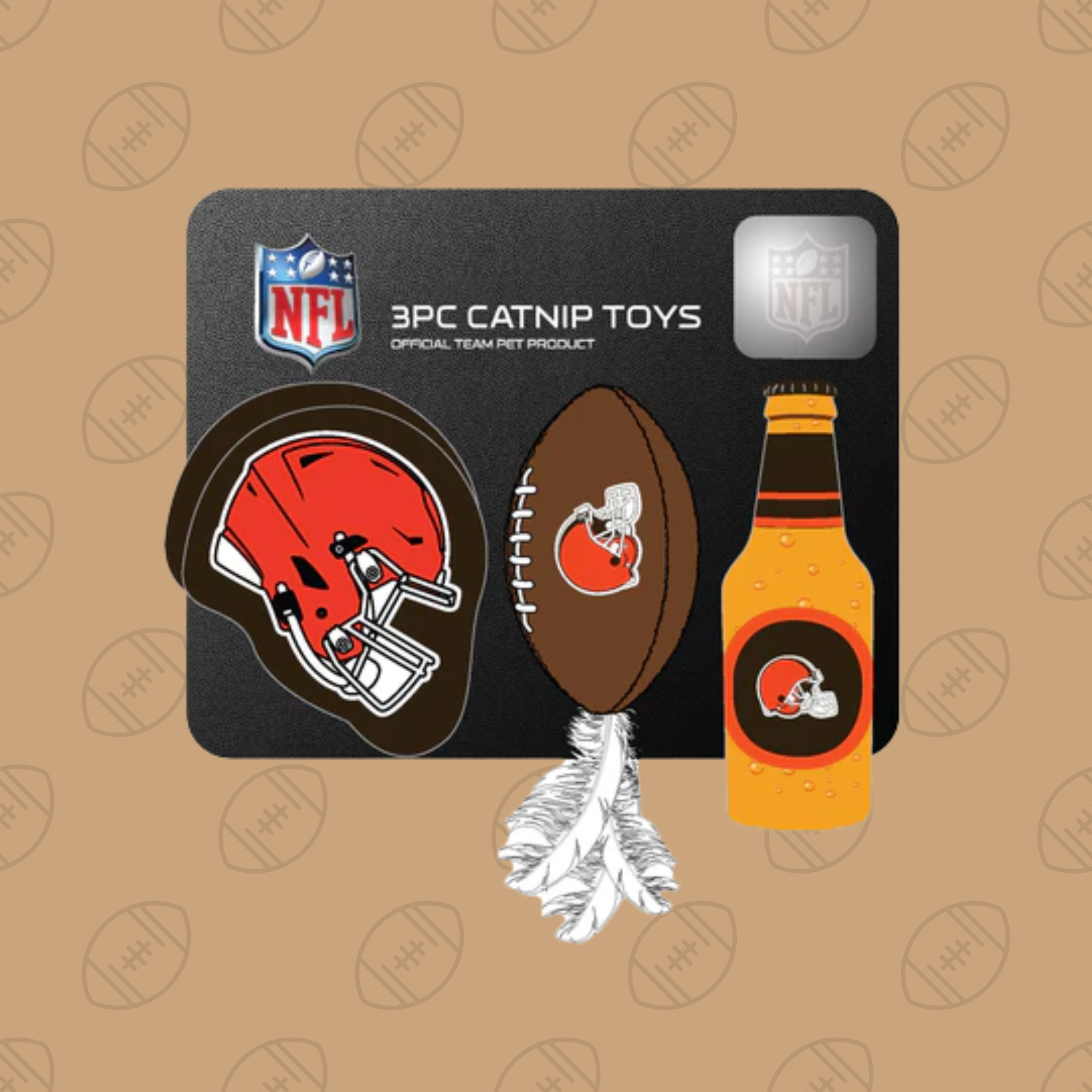Pets First Cleveland Browns 3 Piece Cat Toy