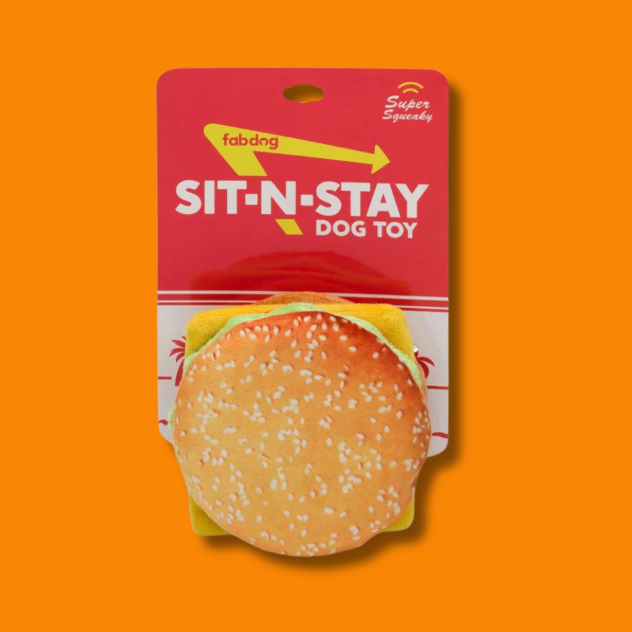 Fabdog Foodies Sit N' Stay Cheeseburger Dog Toy