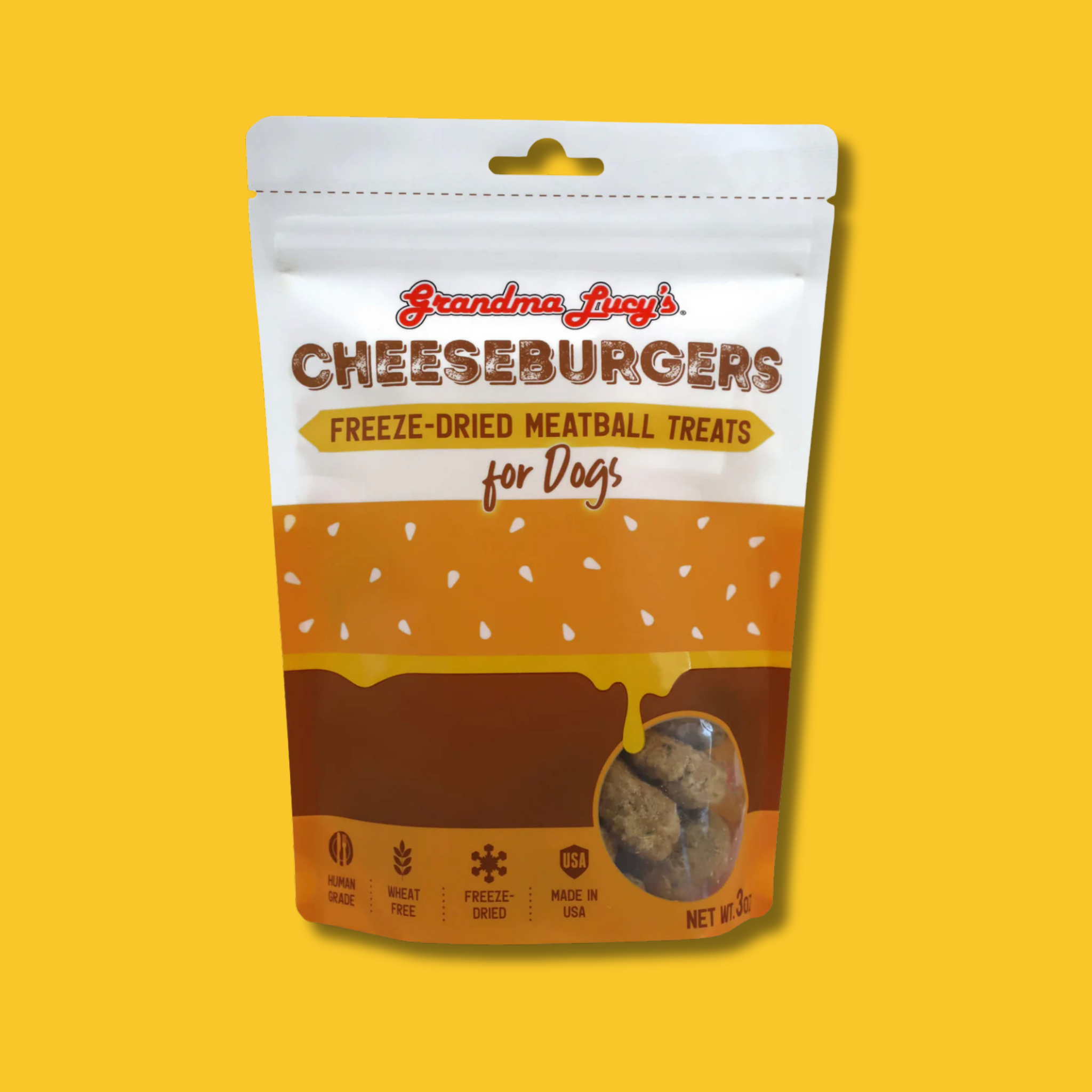 Grandma Lucy's Cheeseburgers Freeze Dried Meatball Dog Treats