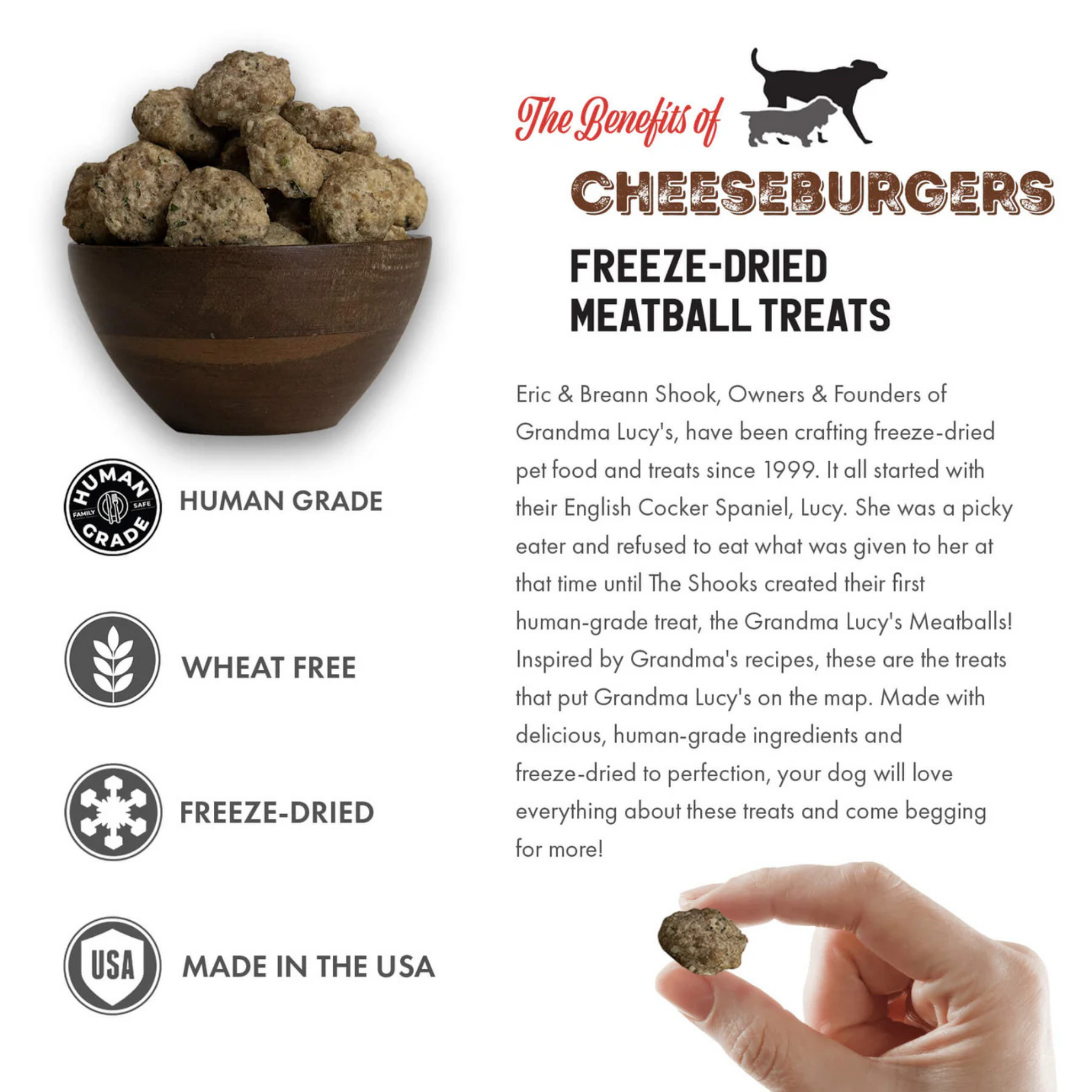 Grandma Lucy's Cheeseburgers Freeze Dried Meatball Dog Treats