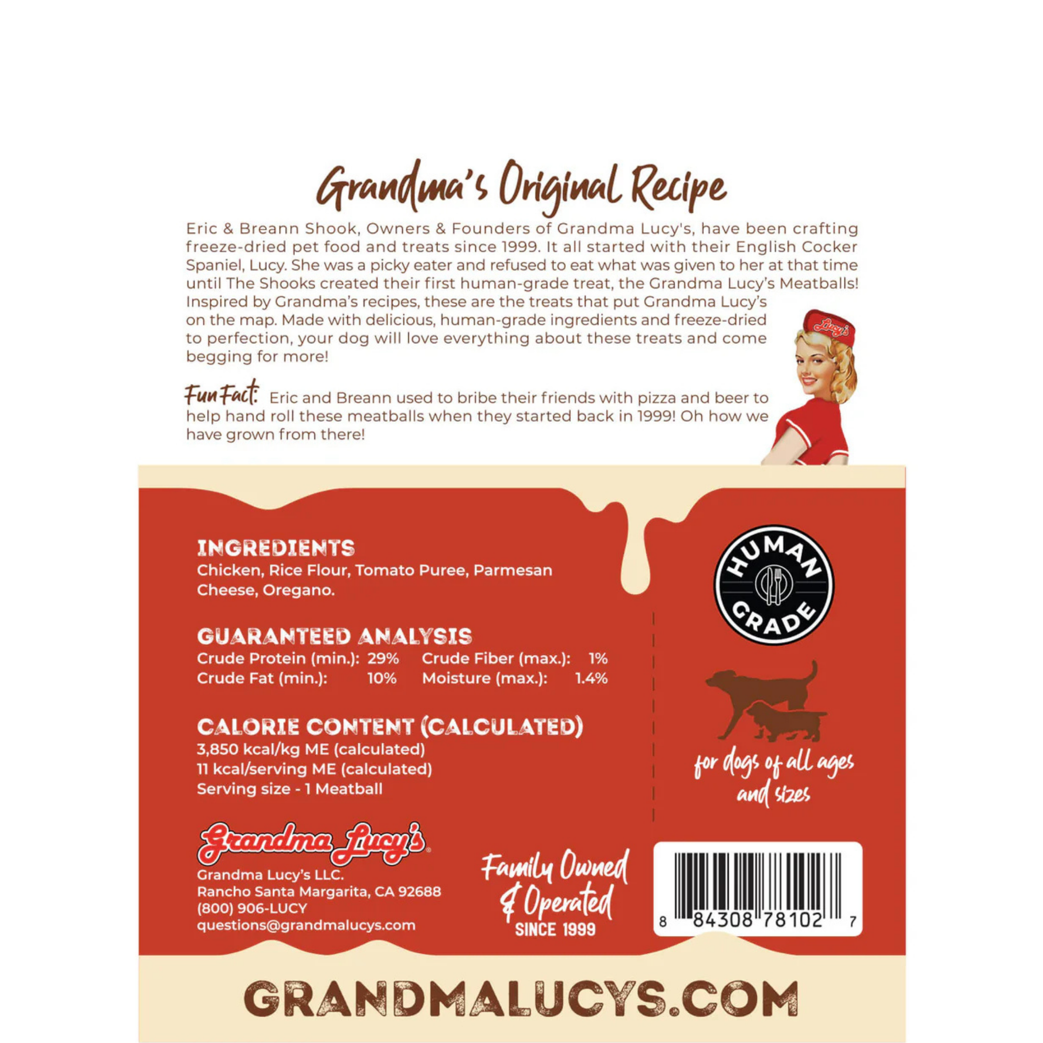 Grandma Lucy's Chicken Parmesan Freeze Dried Meatball Dog Treats