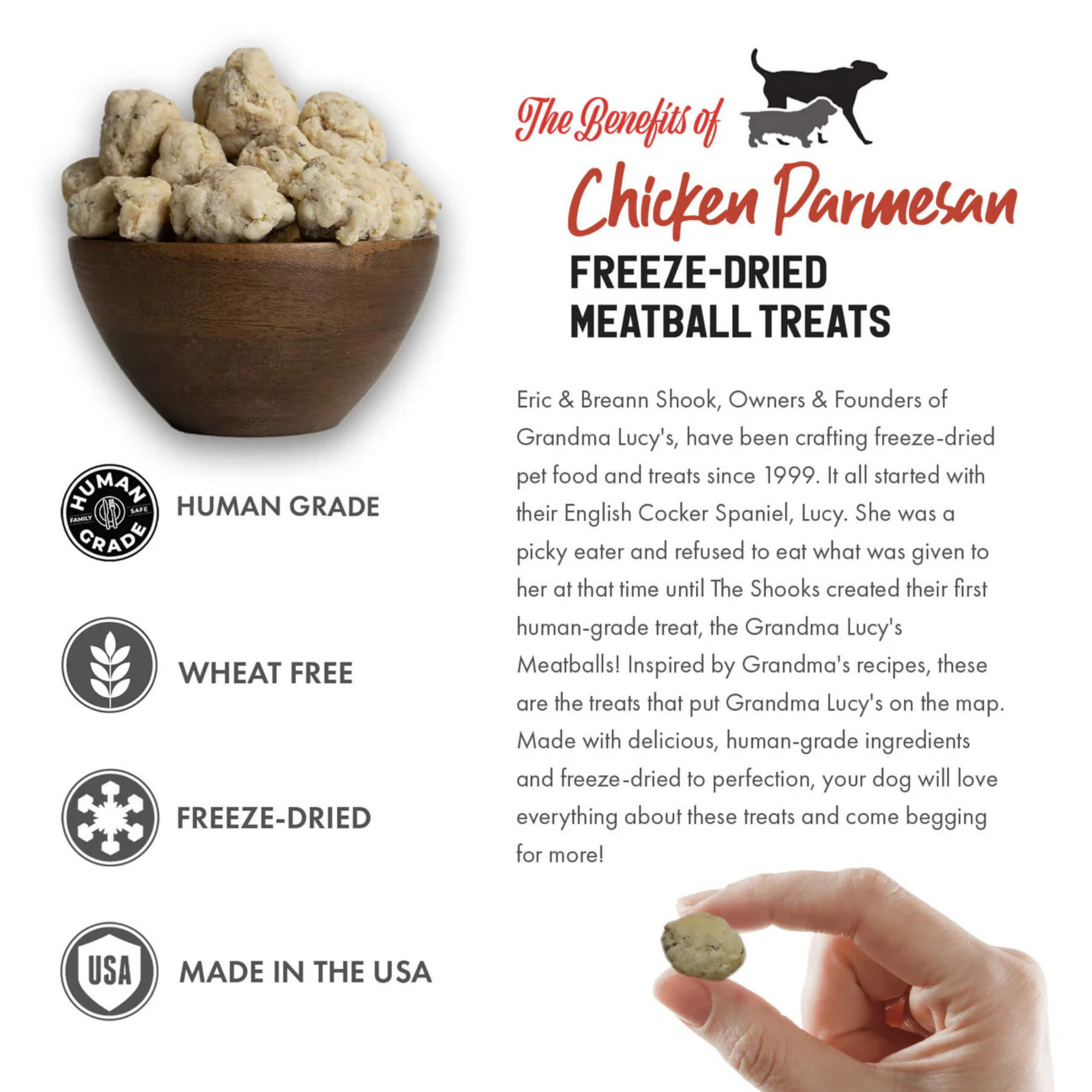 Grandma Lucy's Chicken Parmesan Freeze Dried Meatball Dog Treats