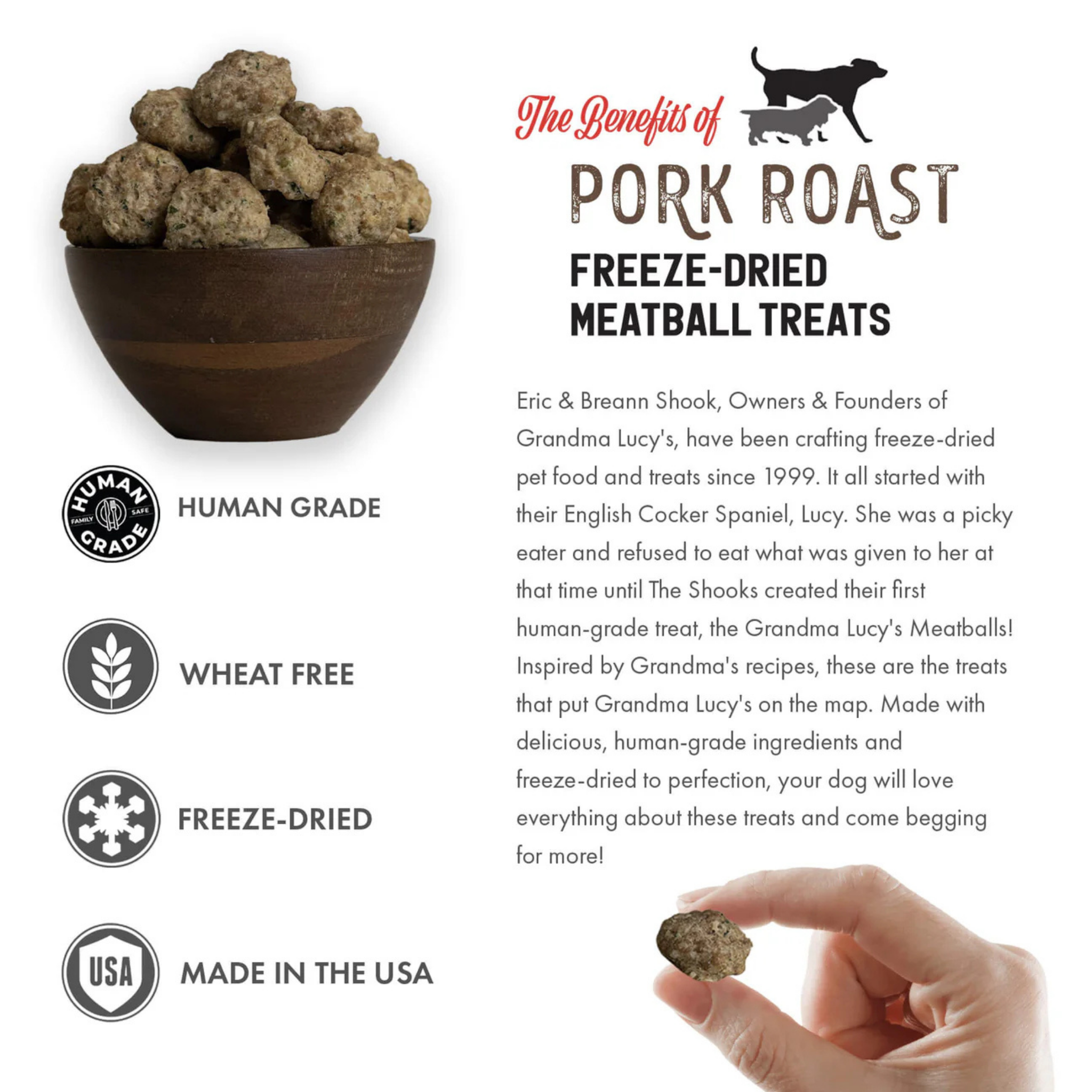 Grandma Lucy's  Pork Roast Freeze Dried Meatball Dog Treats