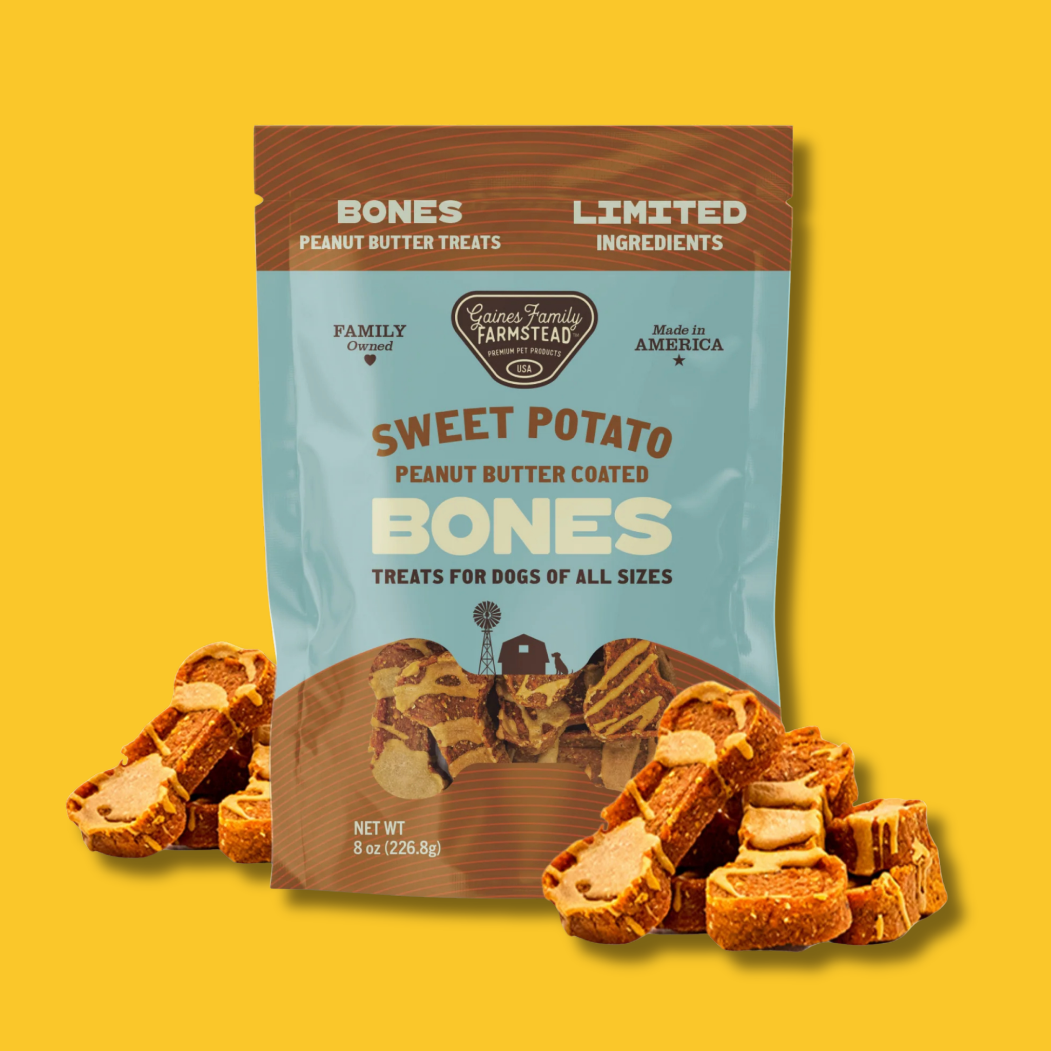 Gaines Family Farmstead Peanut Butter Sweet Potato Bones Dog Treats