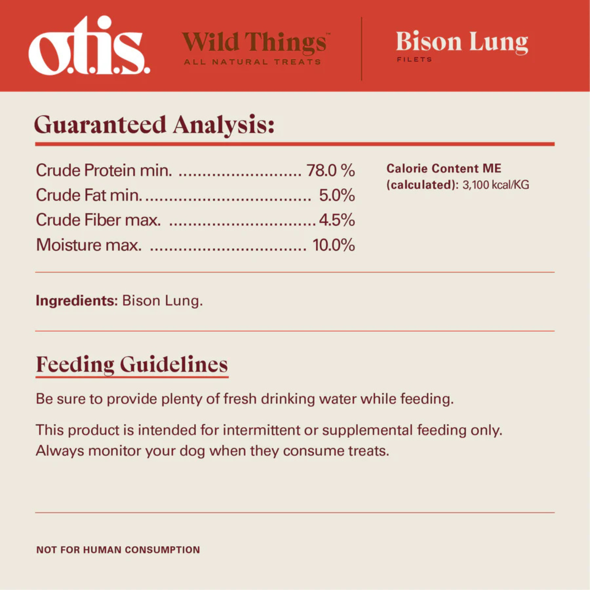 Otis Wild Things Bison Lung Filet Dog Treats