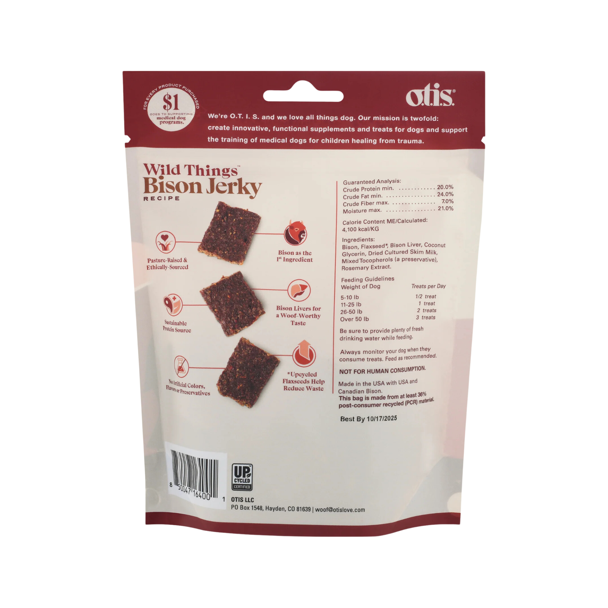 Otis Wild Things Bison Jerky Dog Treats