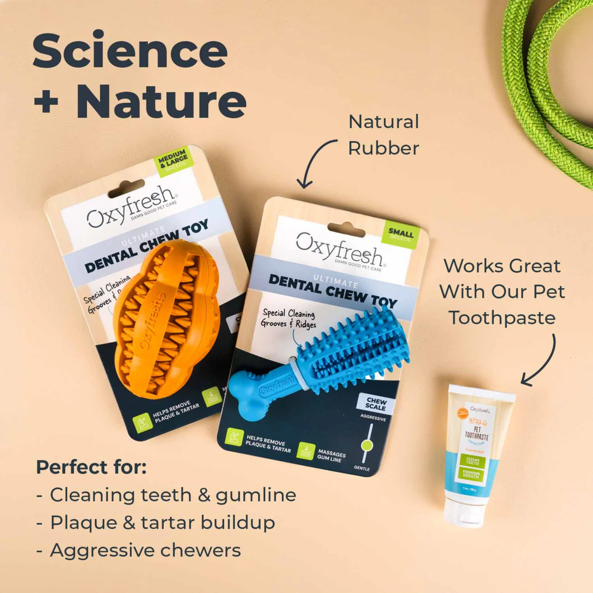 Oxyfresh Natural Rubber Dental Dog Toy