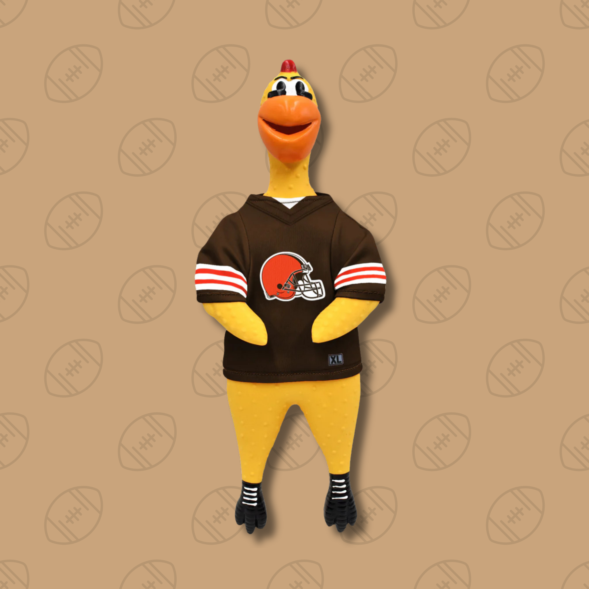 Little Earth Cleveland Browns Rubber Chicken Dog Toy
