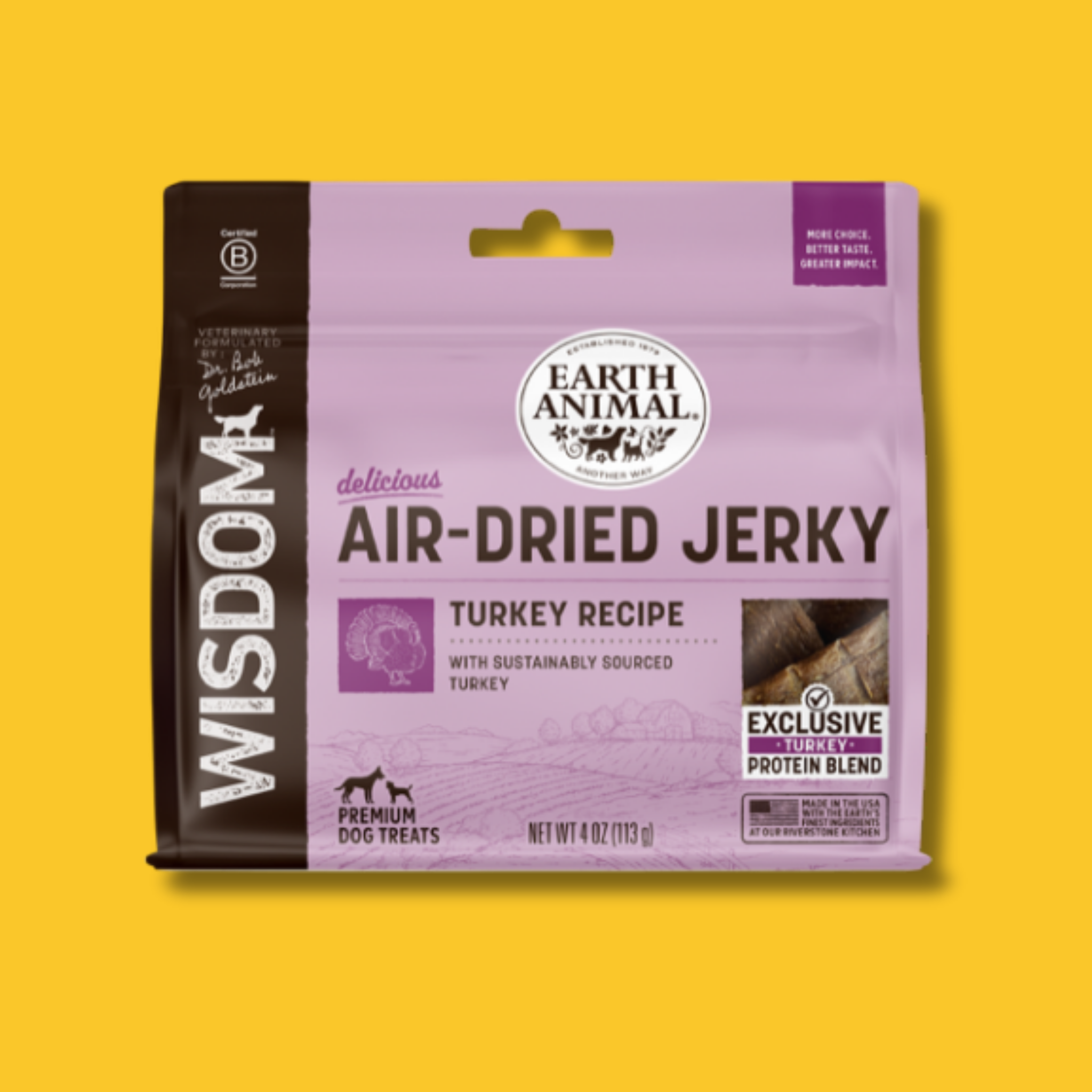 Earth Animal Wisdom™ Air-Dried Turkey Recipe Jerky Dog Treats (4 oz)