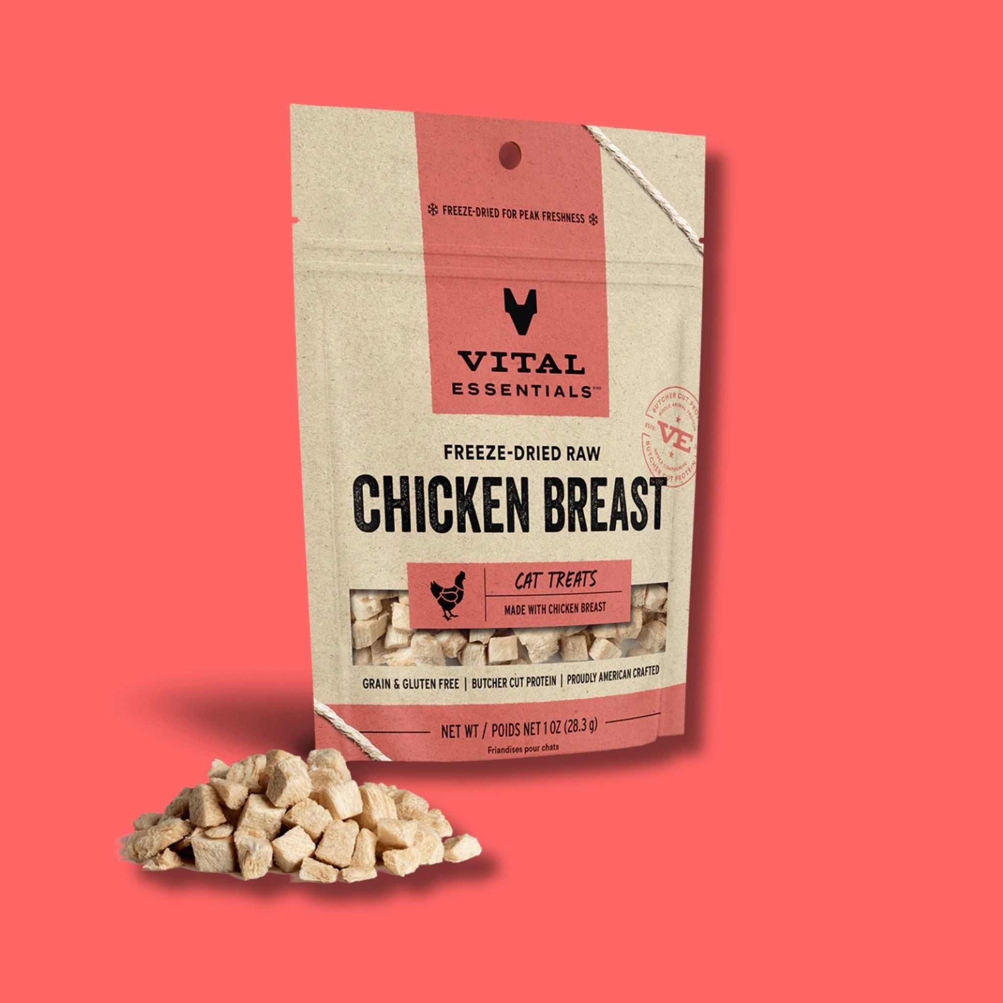 Vital Essentials Freeze Dried Raw Chicken Breast Bites Cat Treats