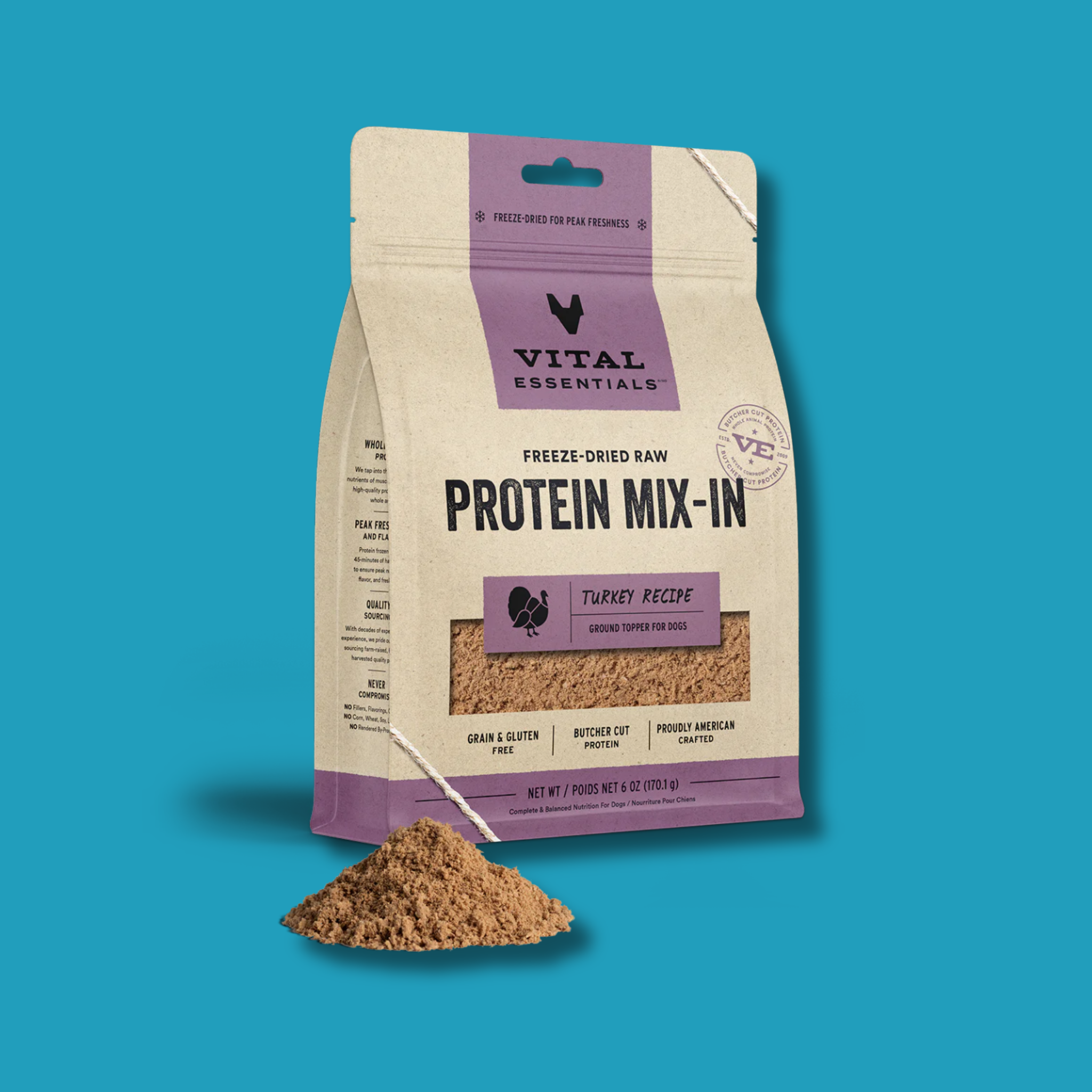 Vital Essentials Freeze Dried  Raw Turkey Mix In Food Topper