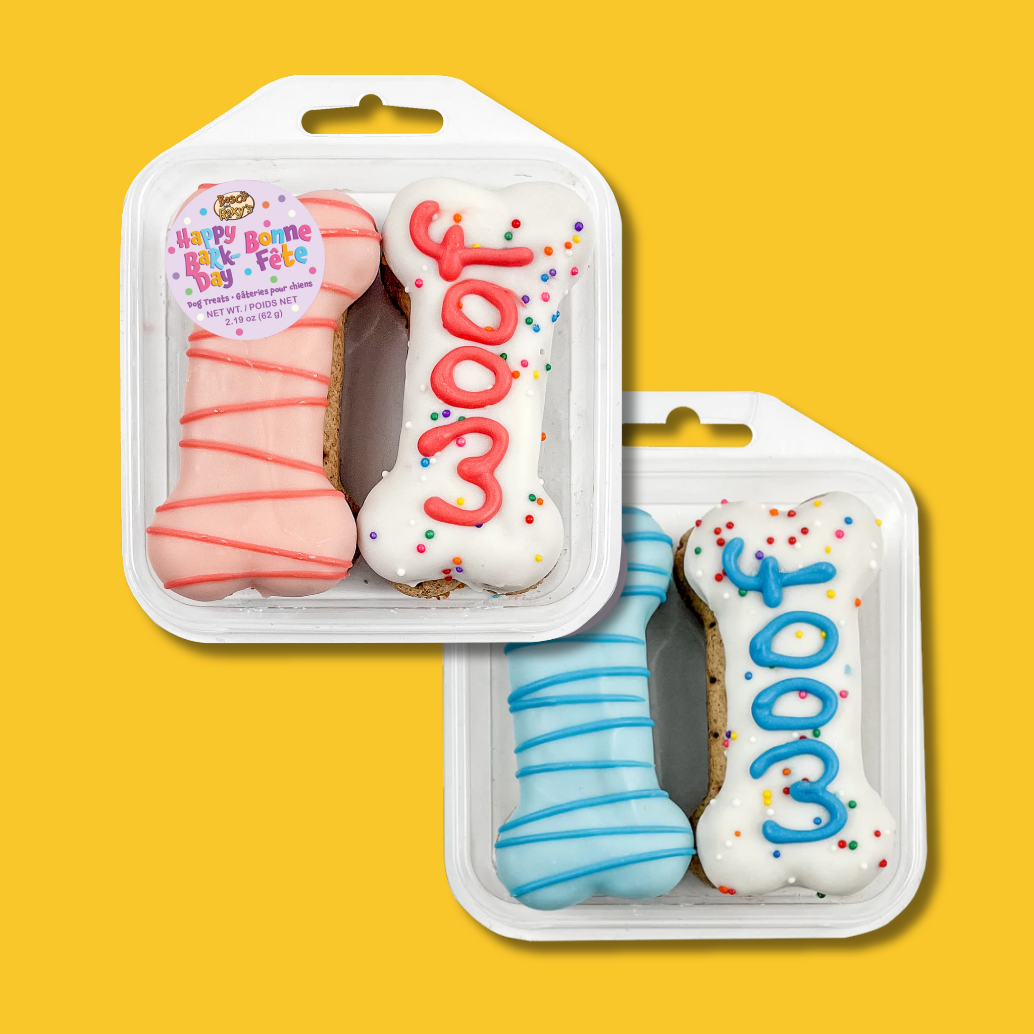 Bosco & Roxy's Birthday Woof It Up Bones 4 pack