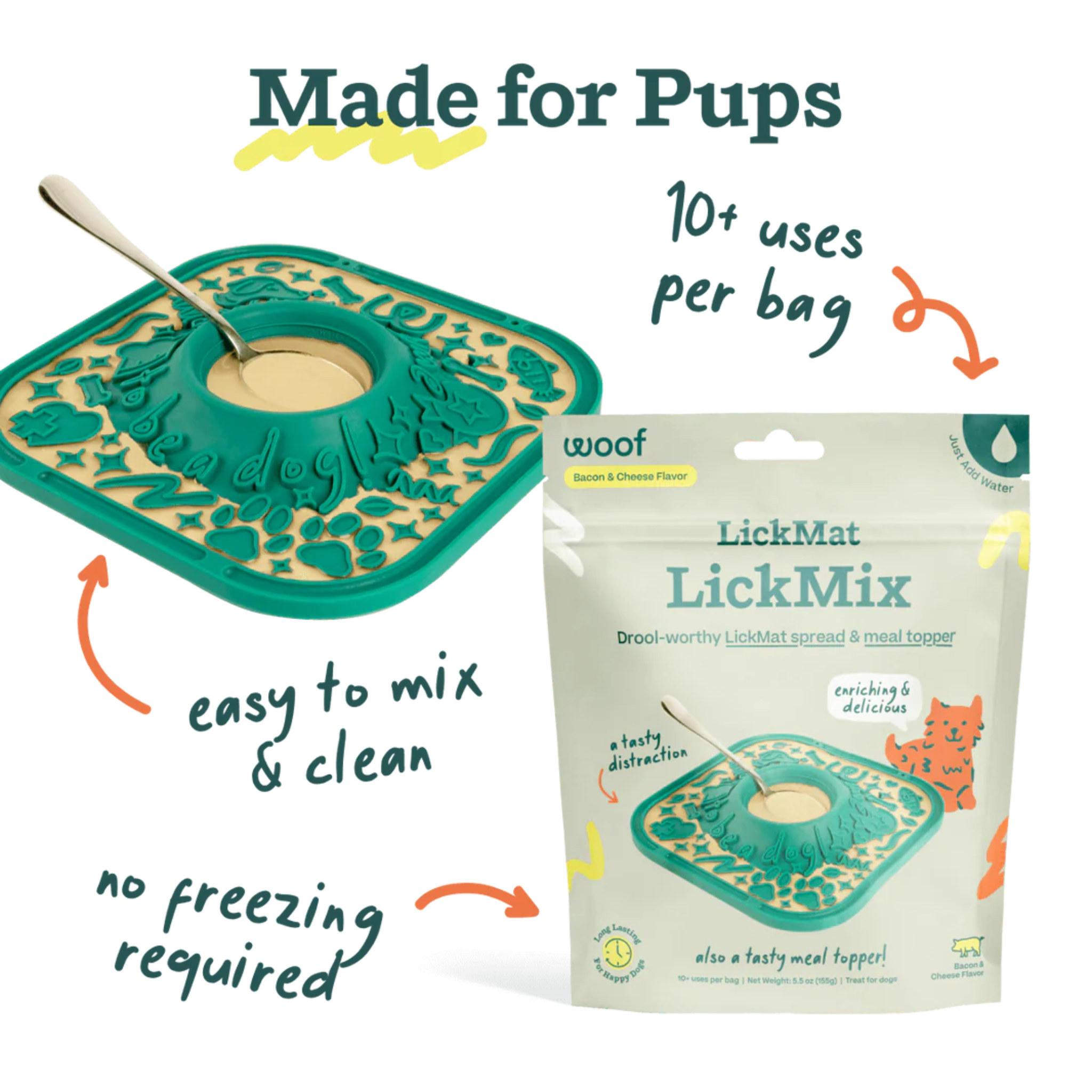 Woof Bacon & Cheese Lick Mix for Dogs