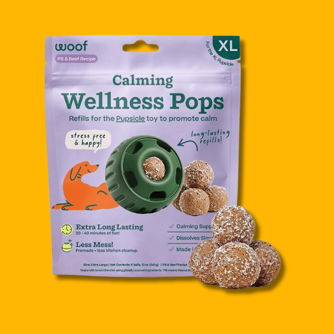 Woof Pupsicle Calming Peanut Butter & Beef Refill Pops Dog Treat