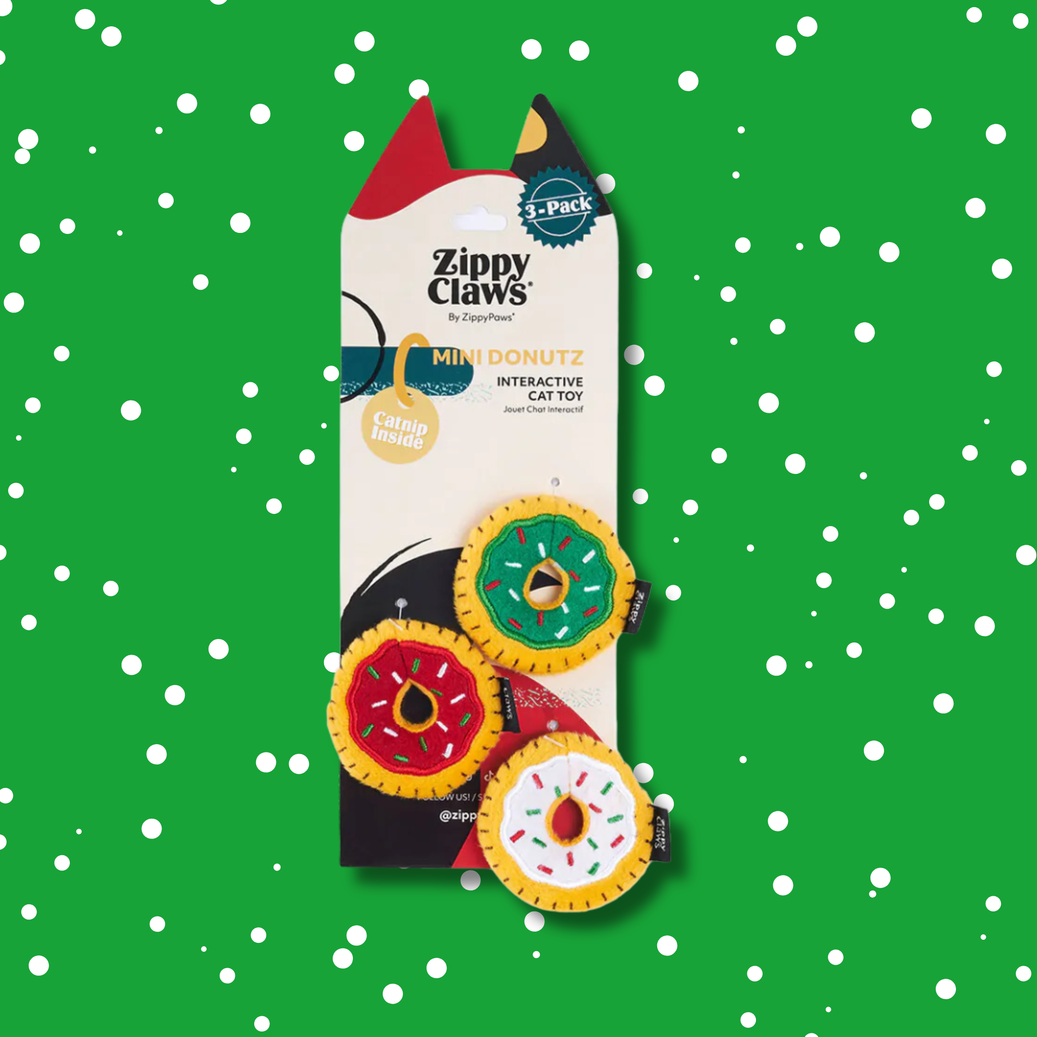 Zippy Claws Holiday Mini Donutz 3 Pack Cat Toy