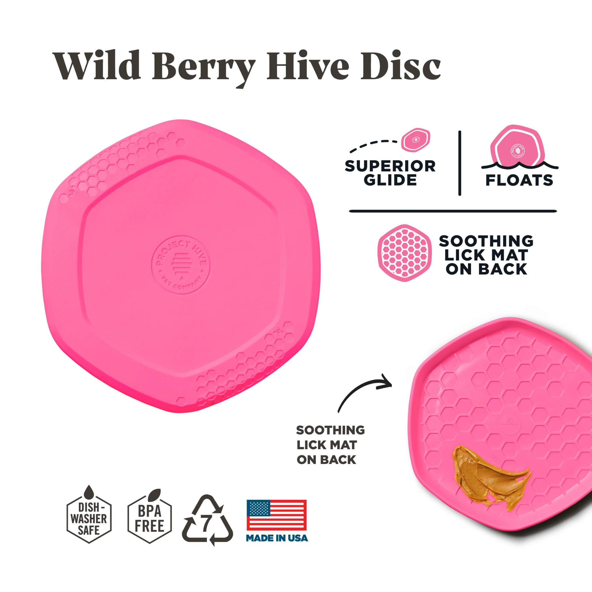 Project Hive Wild Berry Scented Disc & Lick Mat Dog Toy