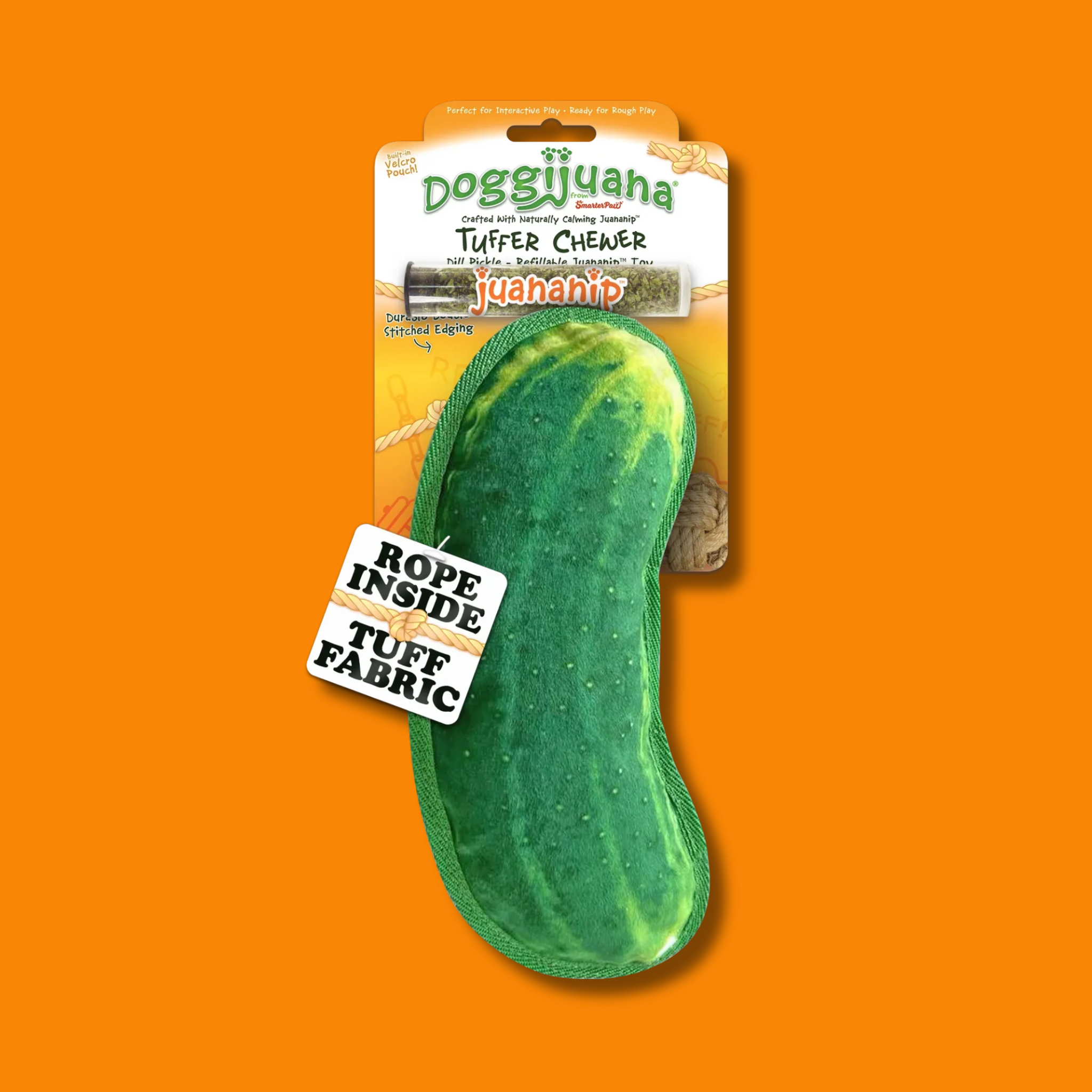 Doggijuana Tuffer Chewer Dill Pickle Refillable Dog Toy