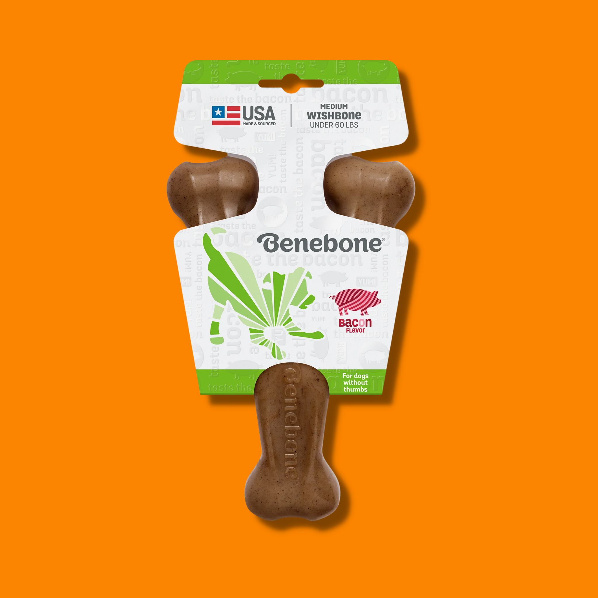 Benebone Bacon Flavor Wishbone Tough Dog Chew Toy